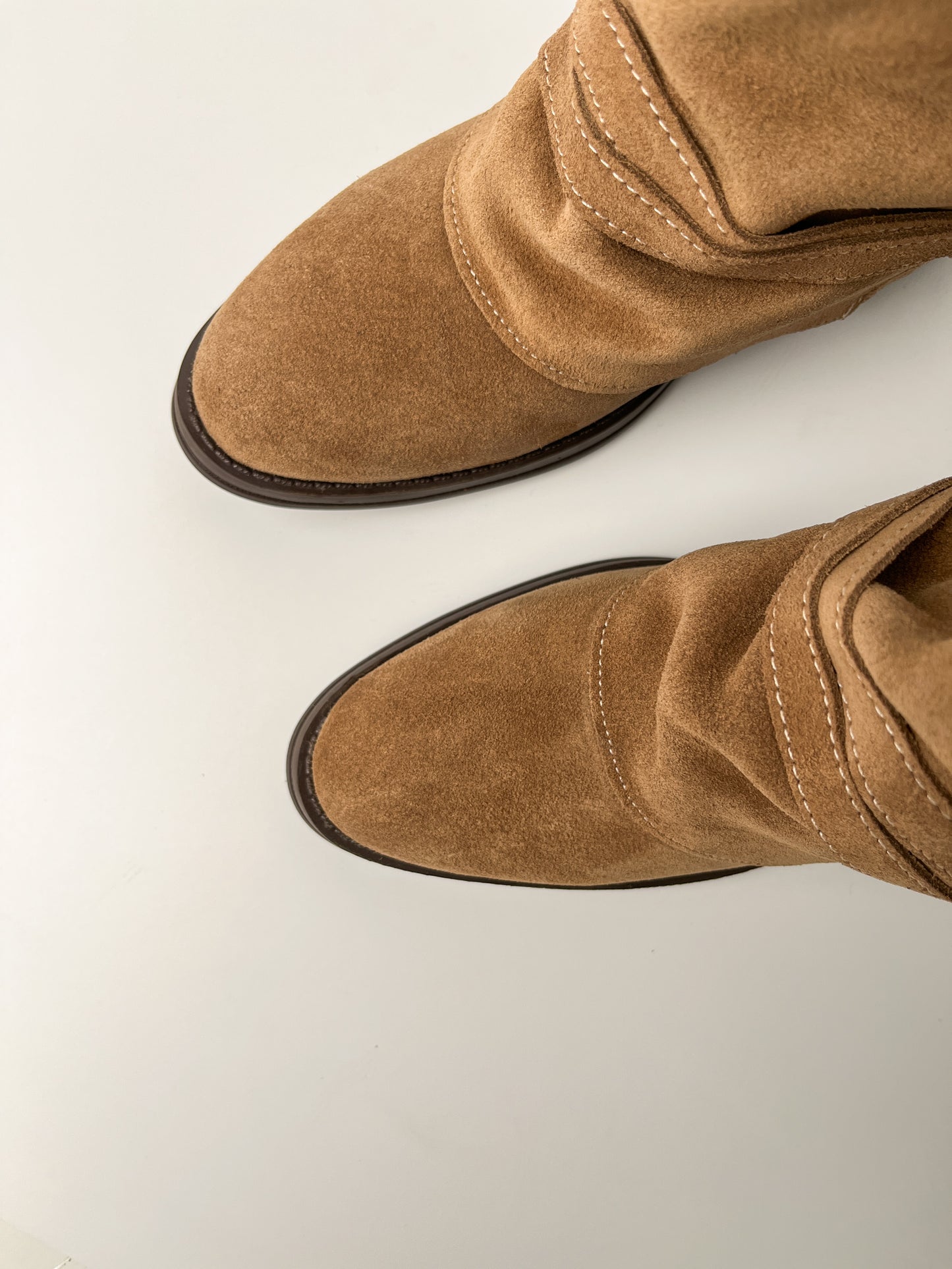 Camel Süet Tokalı Hakiki Deri Mini Bot – 7 cm Topuk