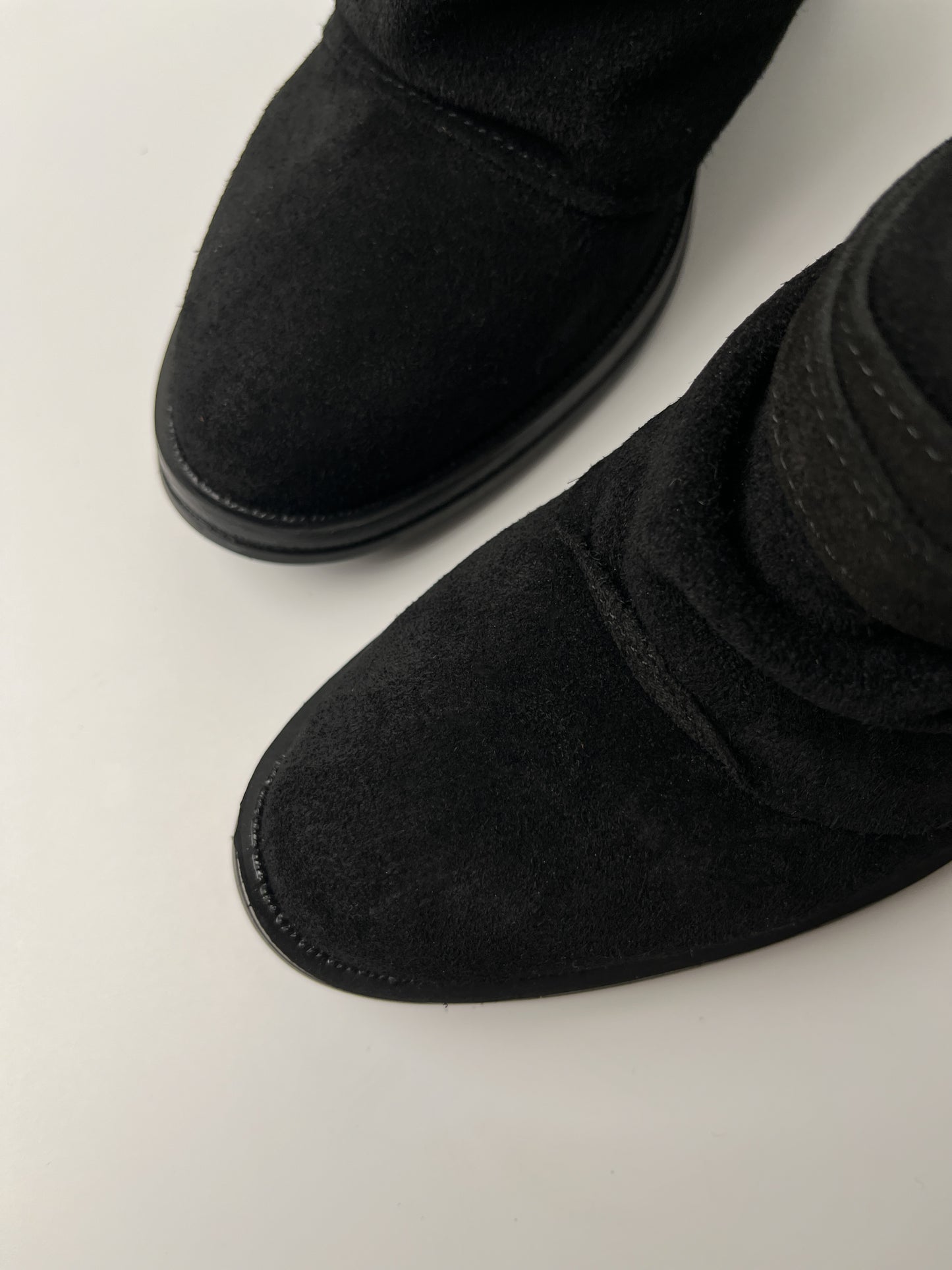 Siyah Süet Tokalı Hakiki Deri Mini Bot – 7 cm Topuk