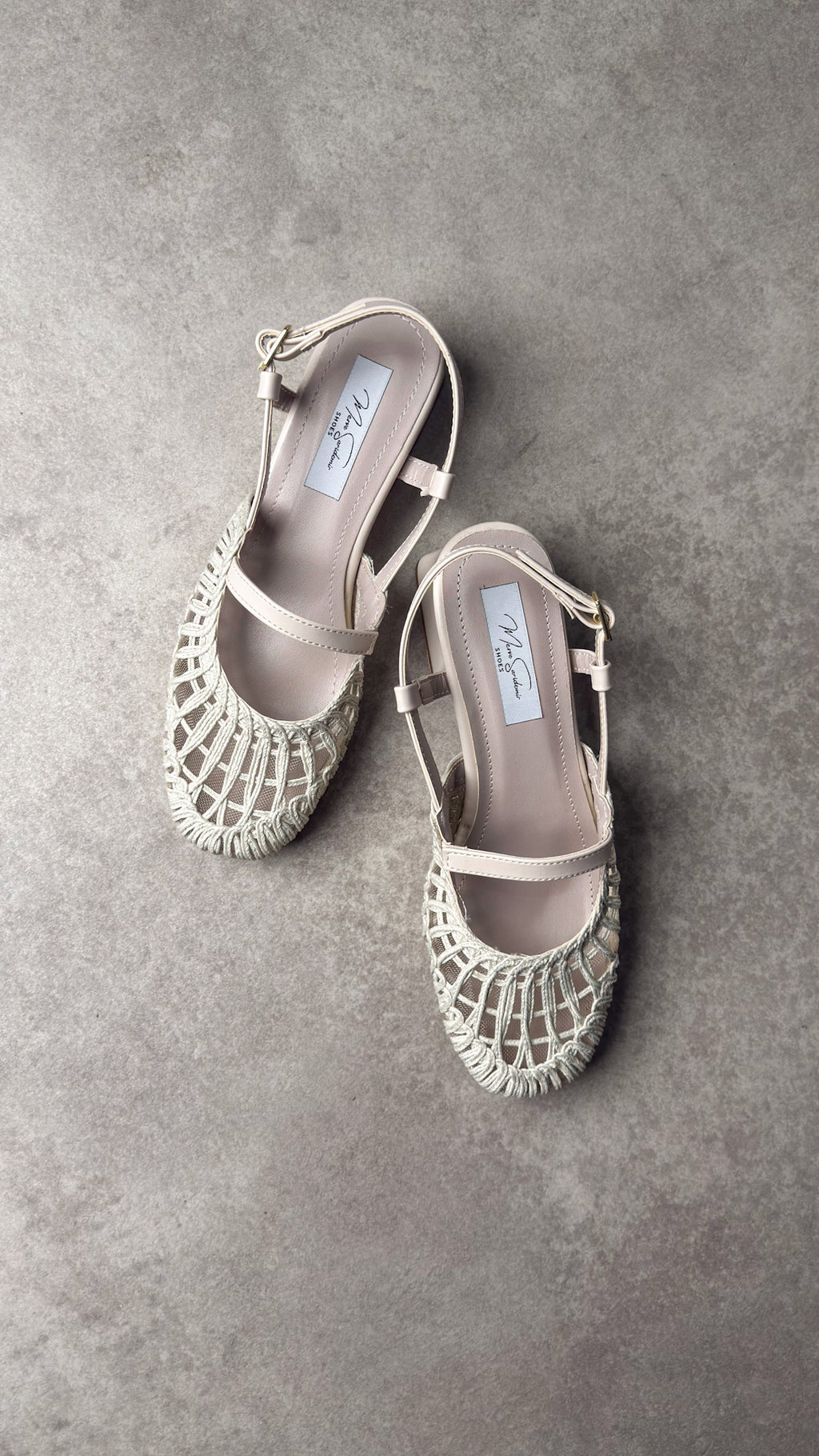 Örgü Dokulu Bej Slingback Kadın Topuklu Ayakkabı