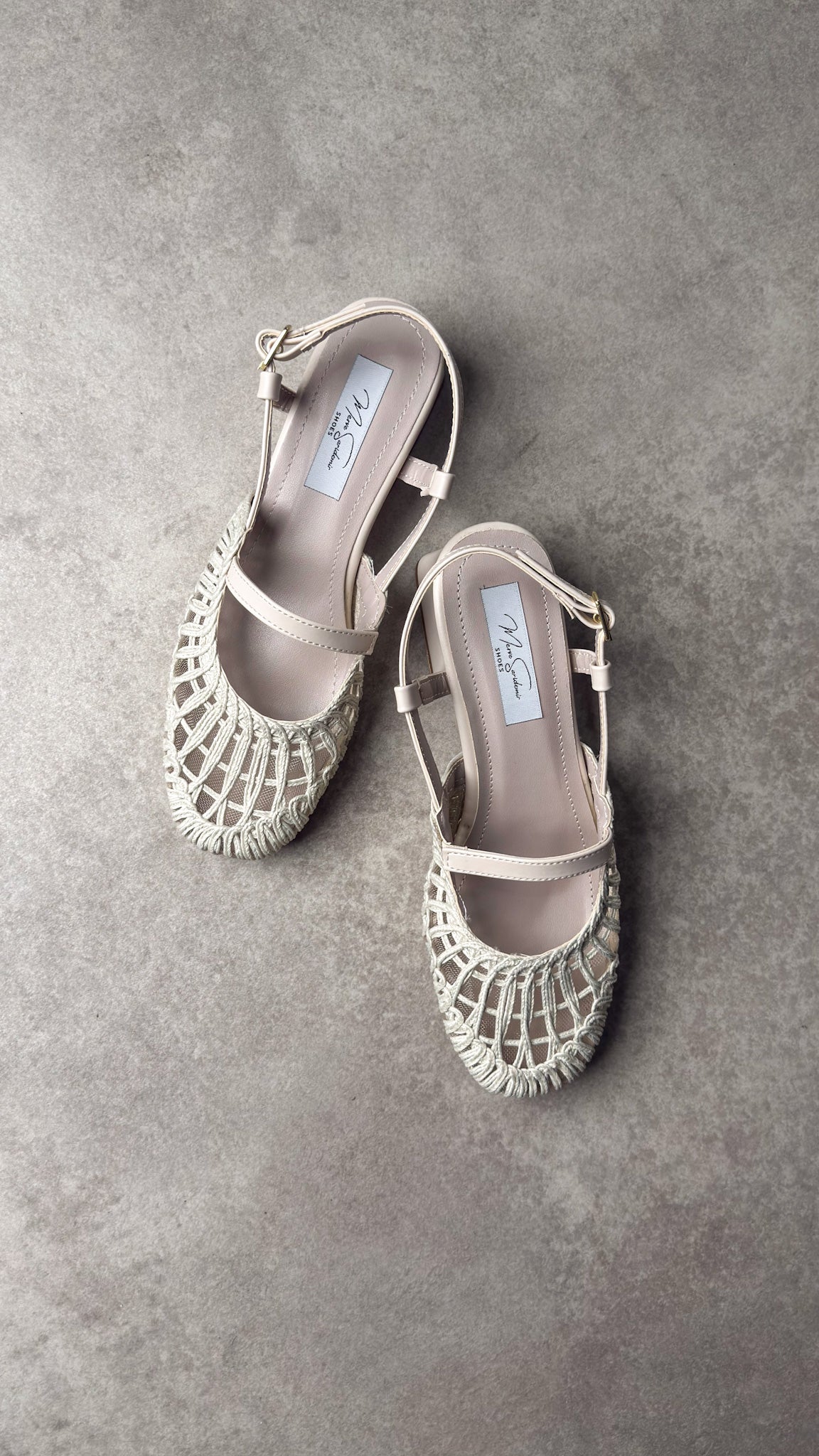 Örgü Dokulu Bej Slingback Kadın Topuklu Ayakkabı