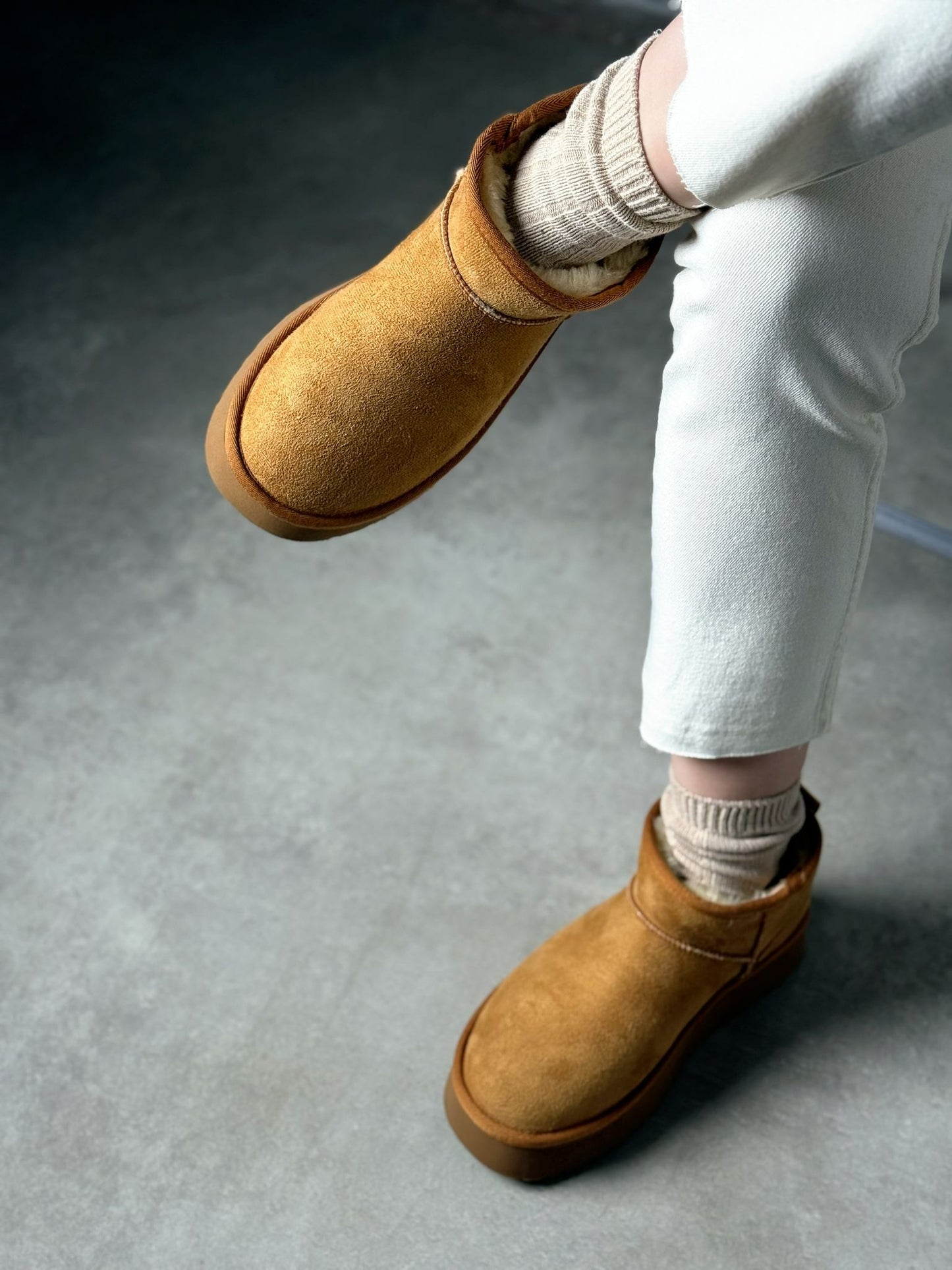 Taba Süet Kürklü Kısa Bot