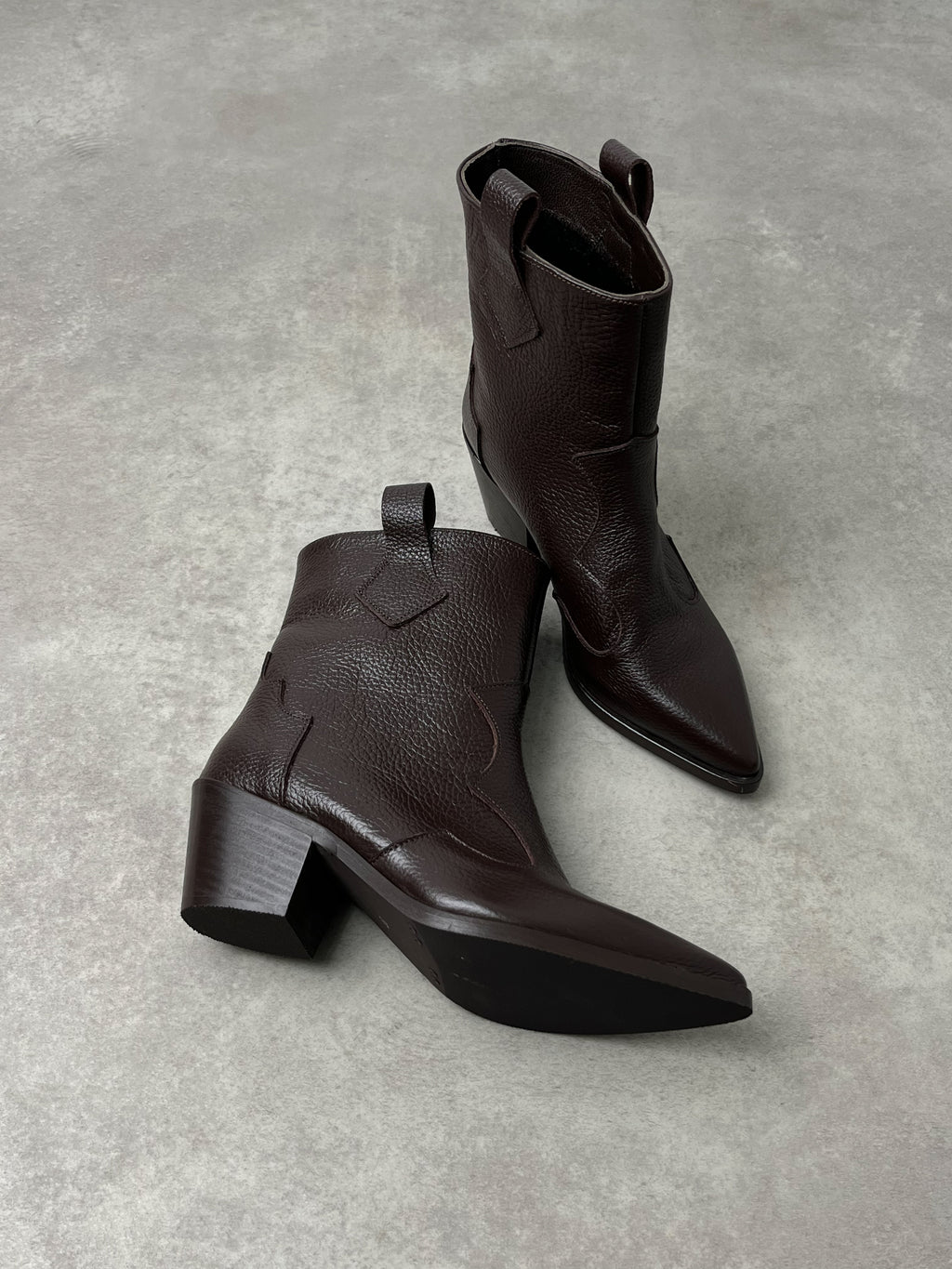 Hakiki Deri Acı Kahve Western Kısa Çizme