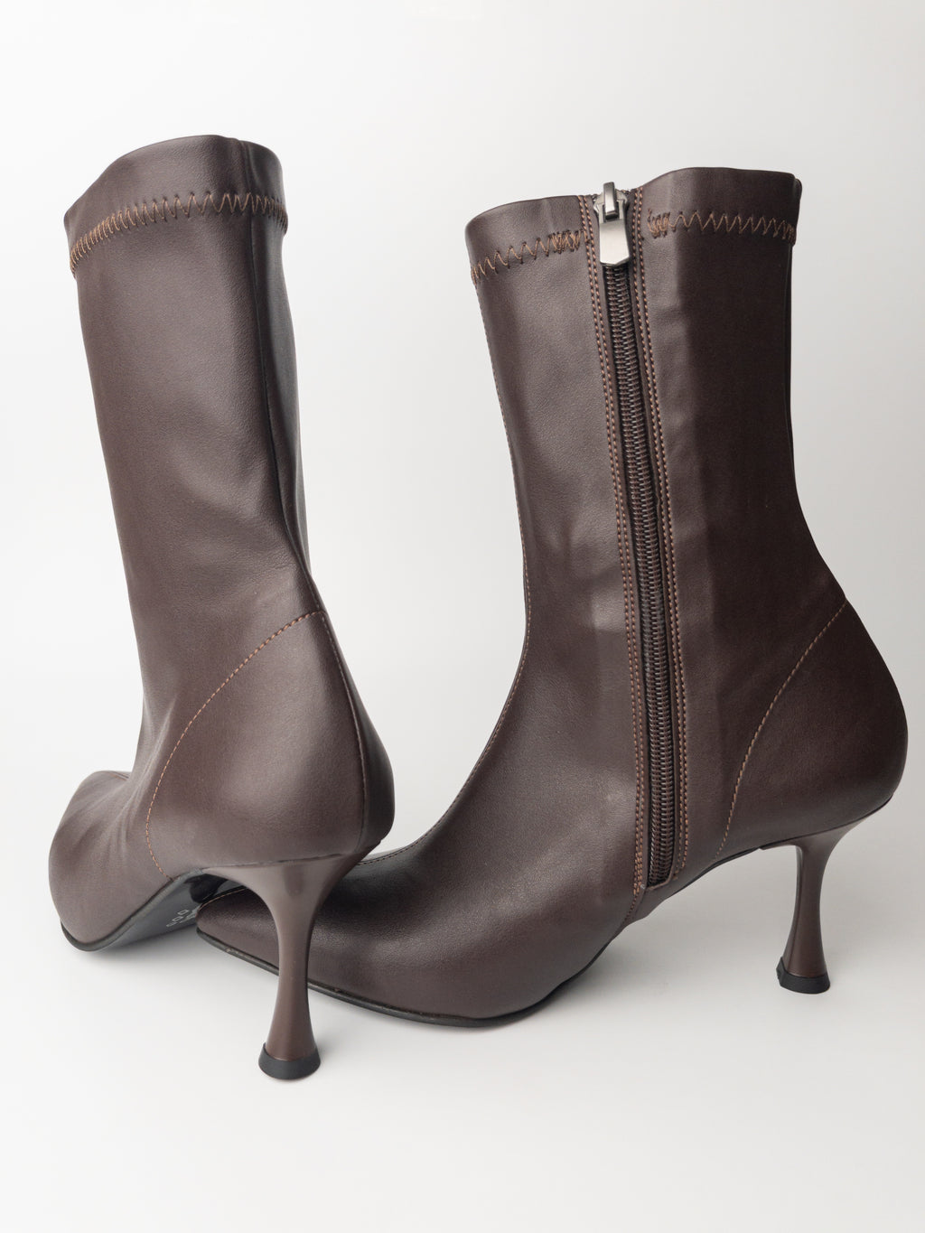 Acı Kahve İnce Topuk Streç Bot – 8 cm Topuk