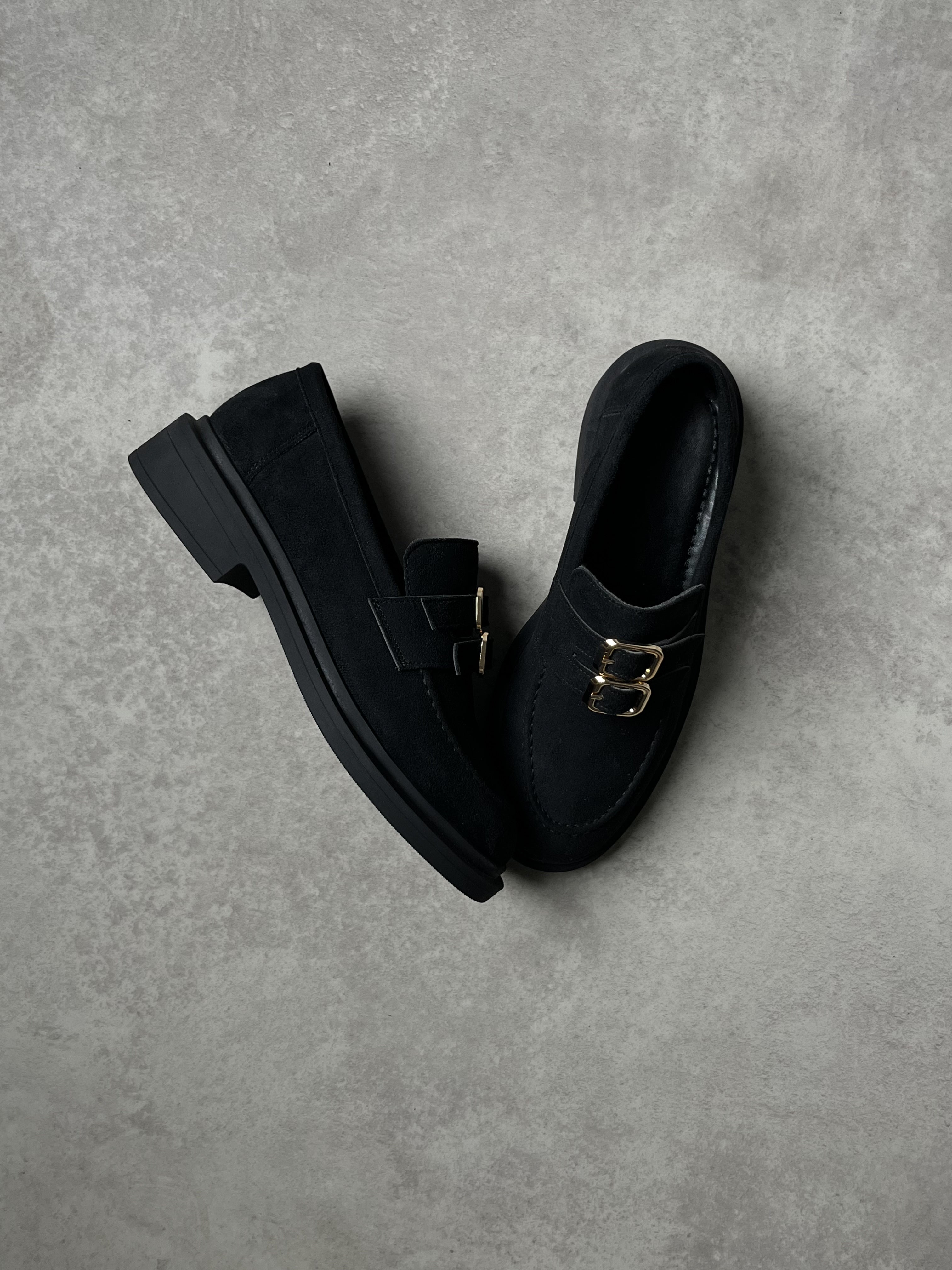 Siyah Süet Tokalı Loafer