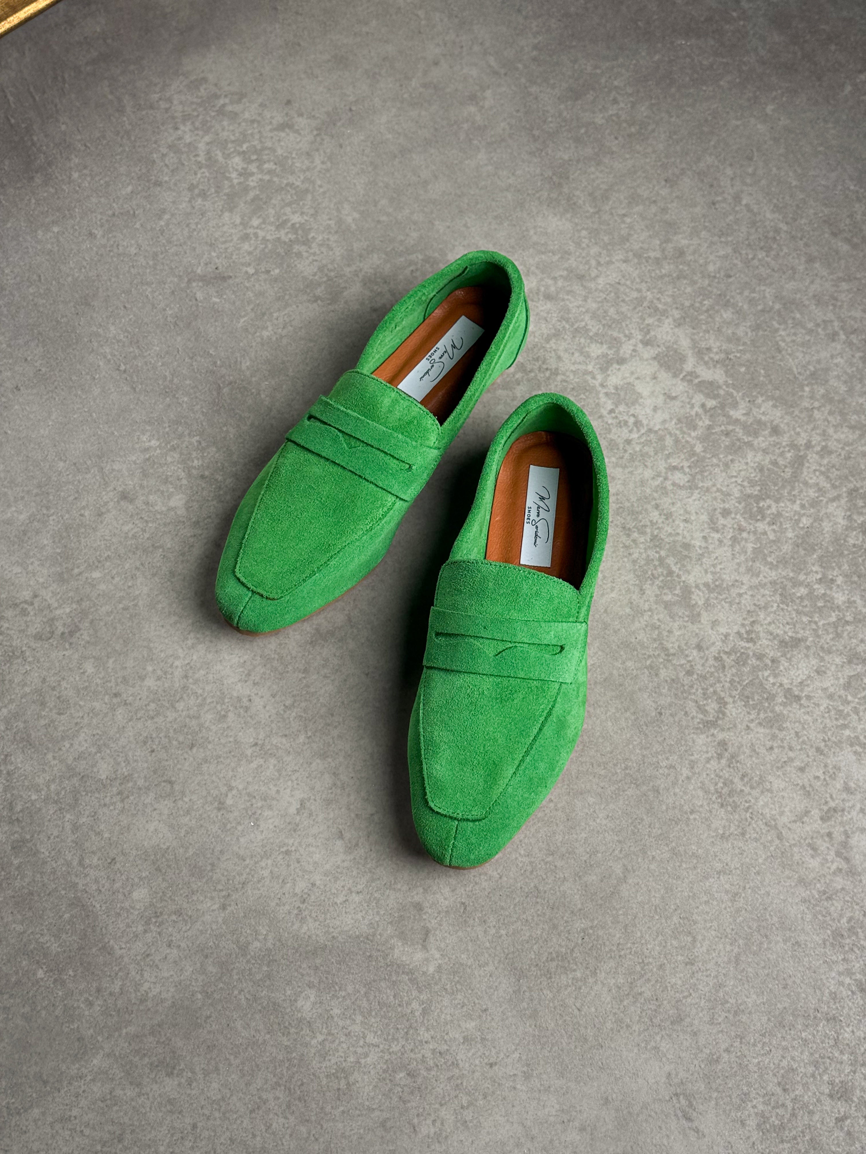 Yeşil Gerçek Süet Loafer (Düz Taban)