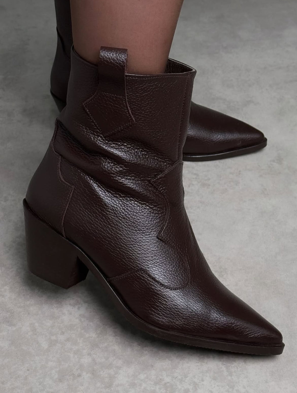 Hakiki Deri Acı Kahve Western Kısa Çizme