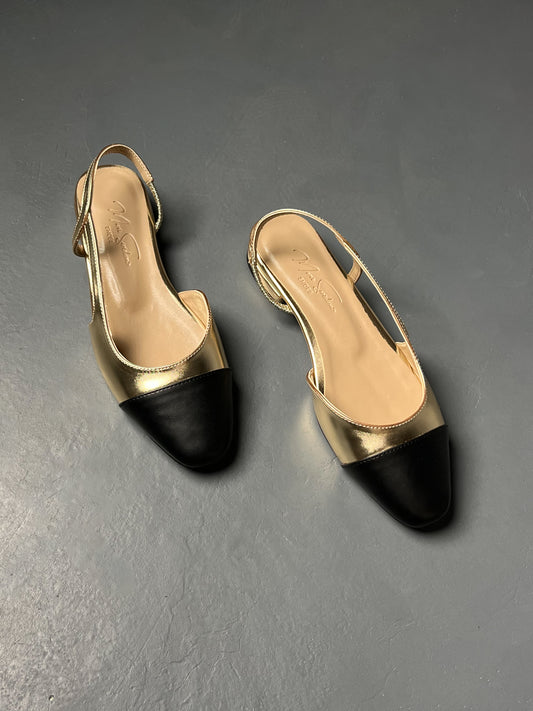 Gold & Siyah Babet – 2 cm Topuk