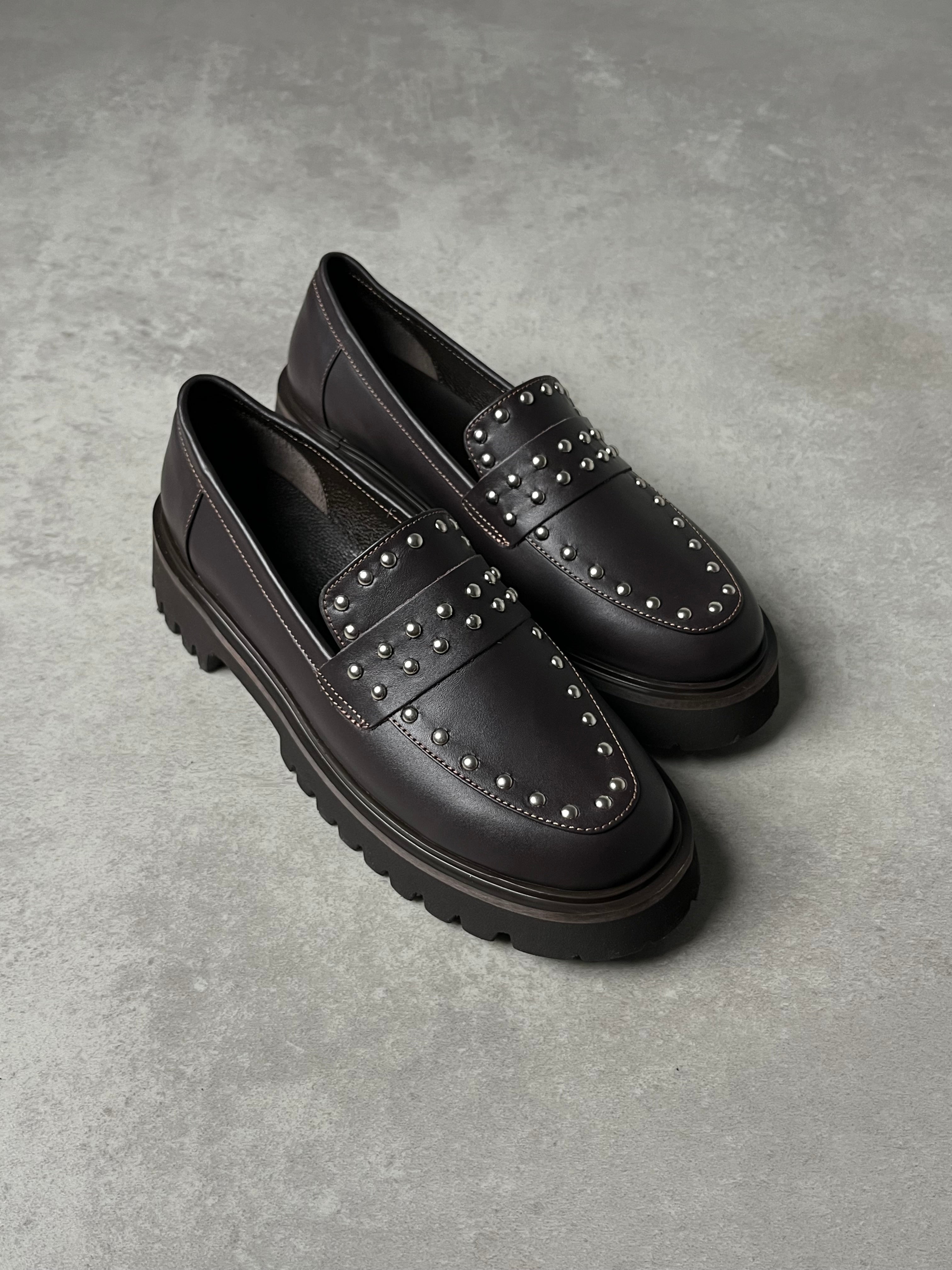 Acı Kahve Deri Loafer – Trok Detaylı