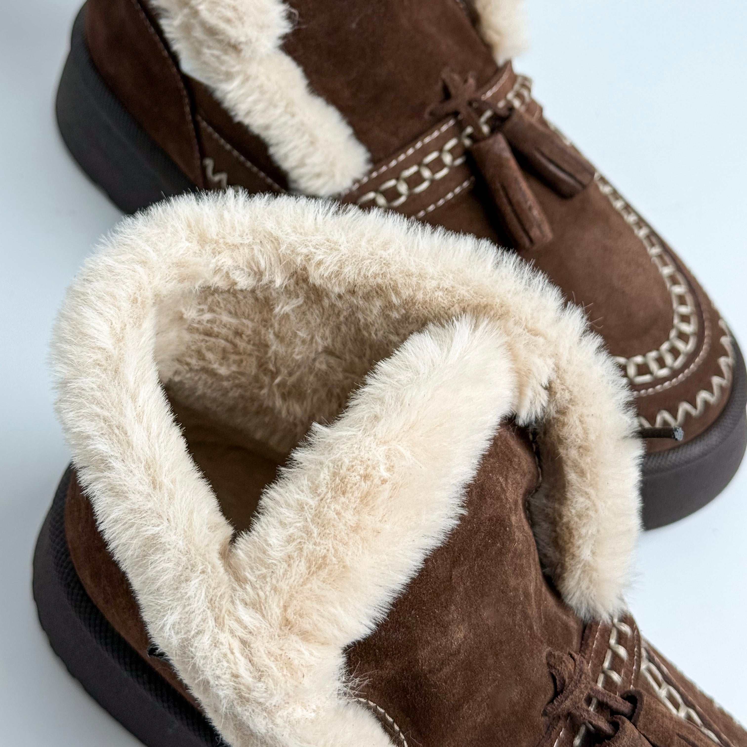 Acı Kahve Kürklü Deri Bot