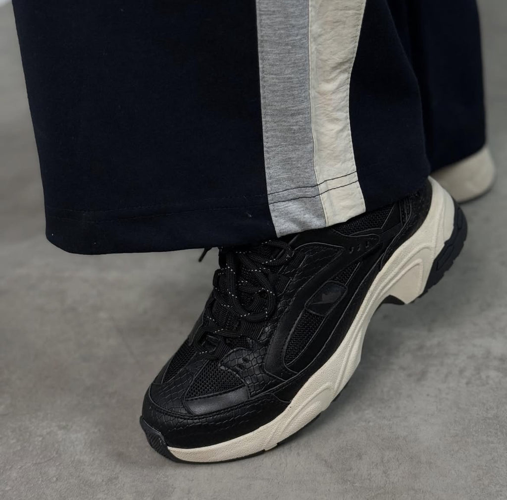 Siyah-Krem Kalın Tabanlı Sneaker | Günlük ve Şık Spor Ayakkabı