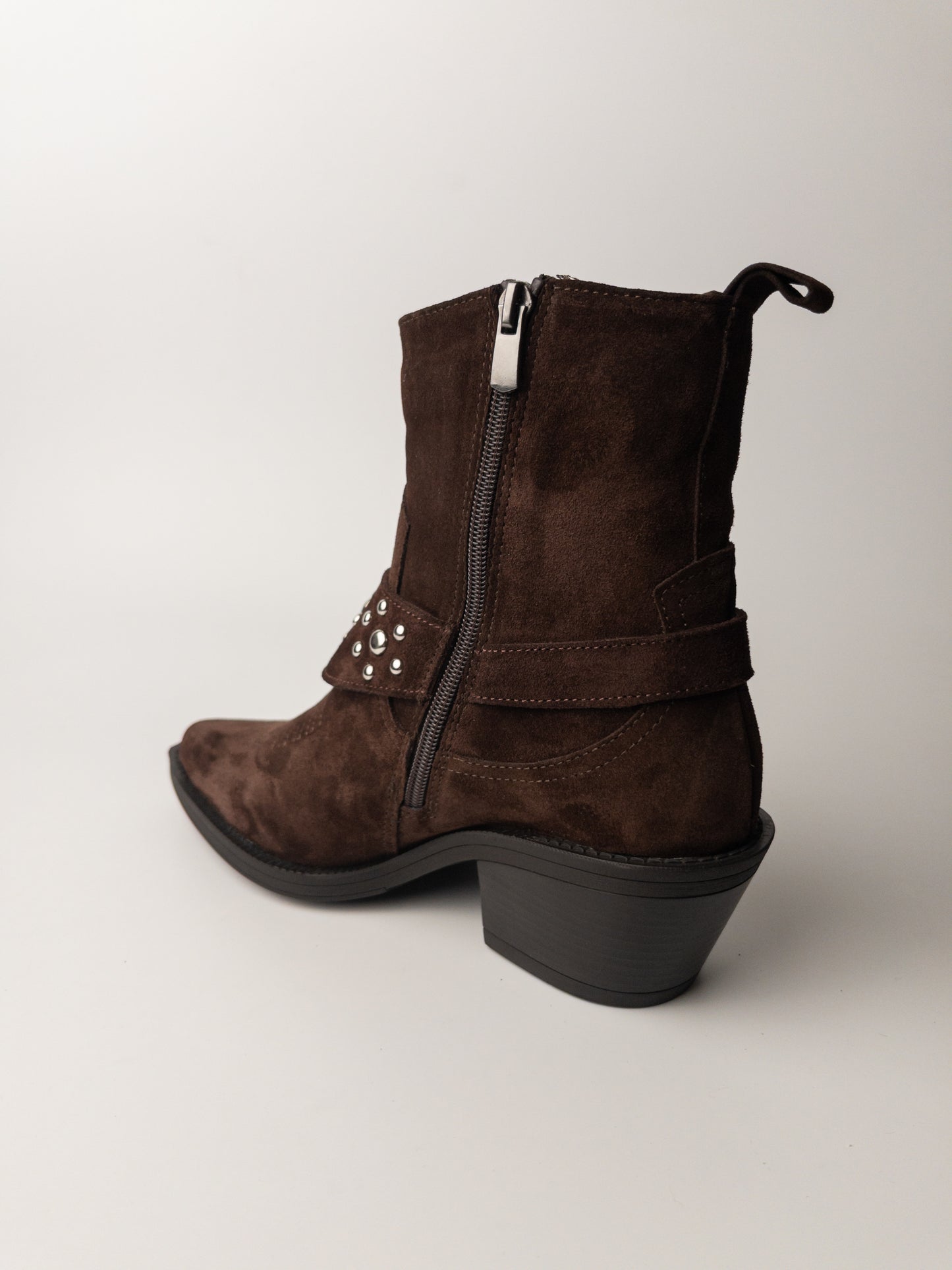 Acı Kahve Kürklü Hakiki Deri Western Bot – Stud Detaylı