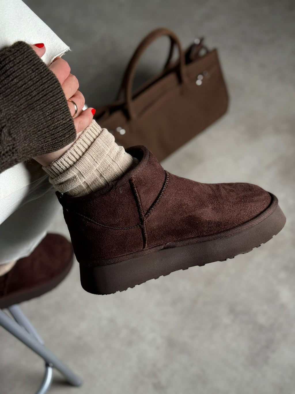 Acı Kahve Süet Peluş Bot