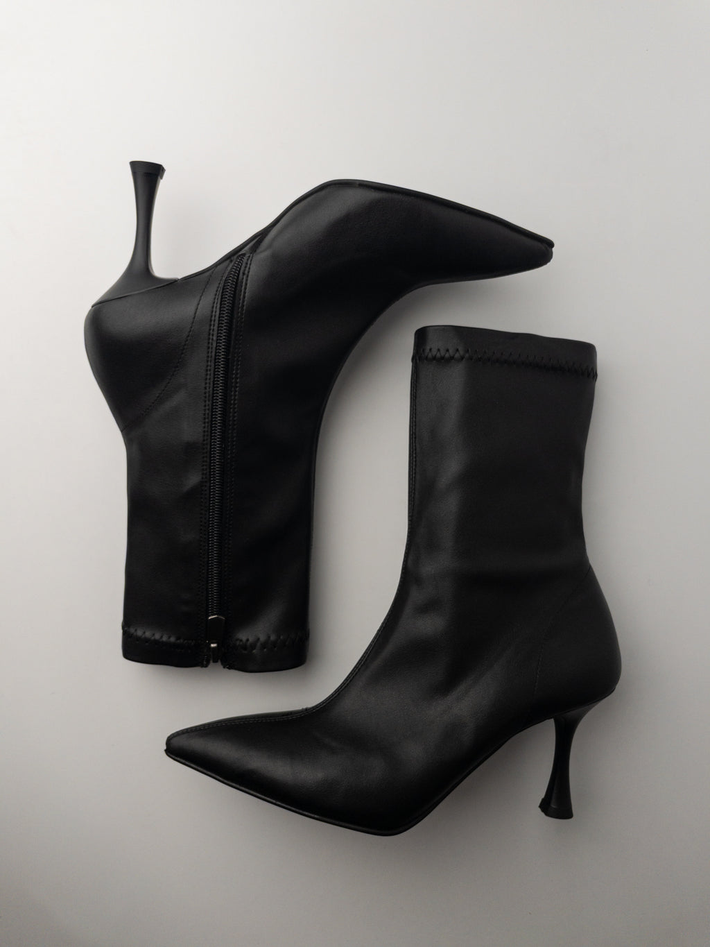 Siyah İnce Topuk Streç Bot – 8 cm Topuk