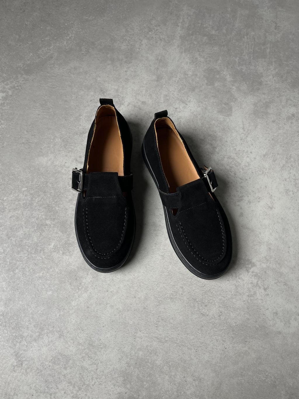 Siyah Tokalı Hakiki Deri Loafer