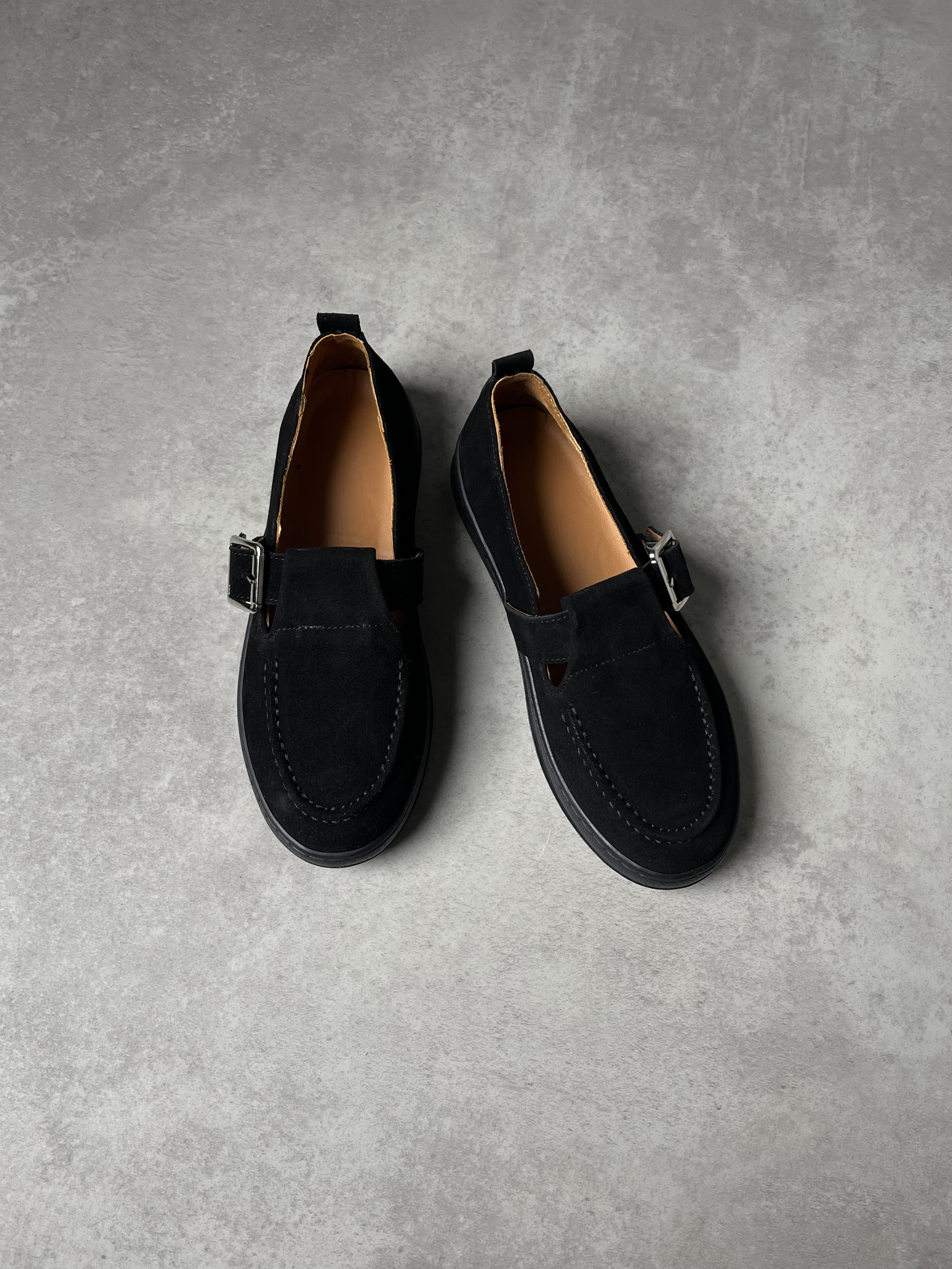 Siyah Tokalı Hakiki Deri Loafer