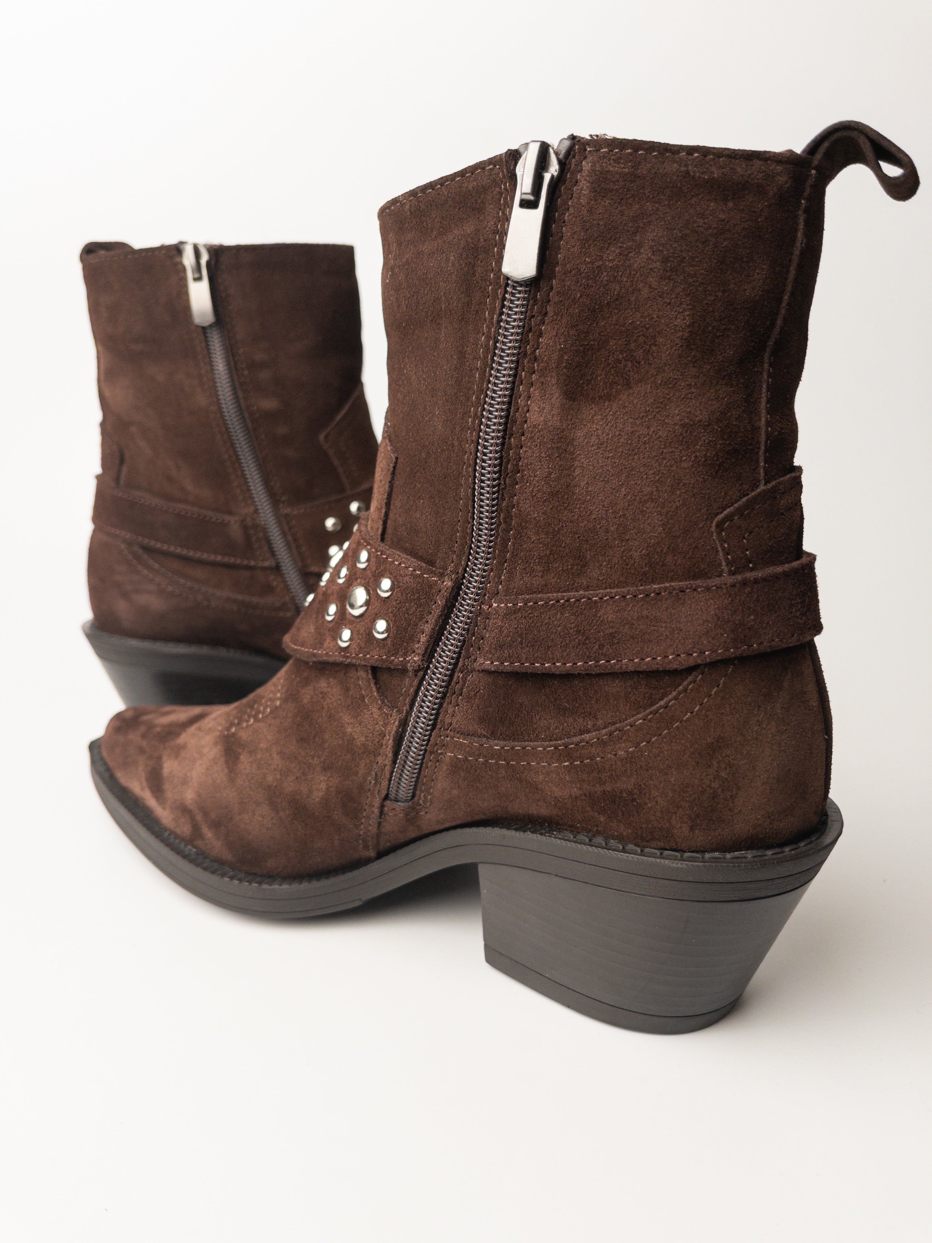 Acı Kahve Kürklü Hakiki Deri Western Bot – Stud Detaylı