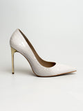 Beyaz Özel Dokulu Stiletto – 10 cm Topuk
