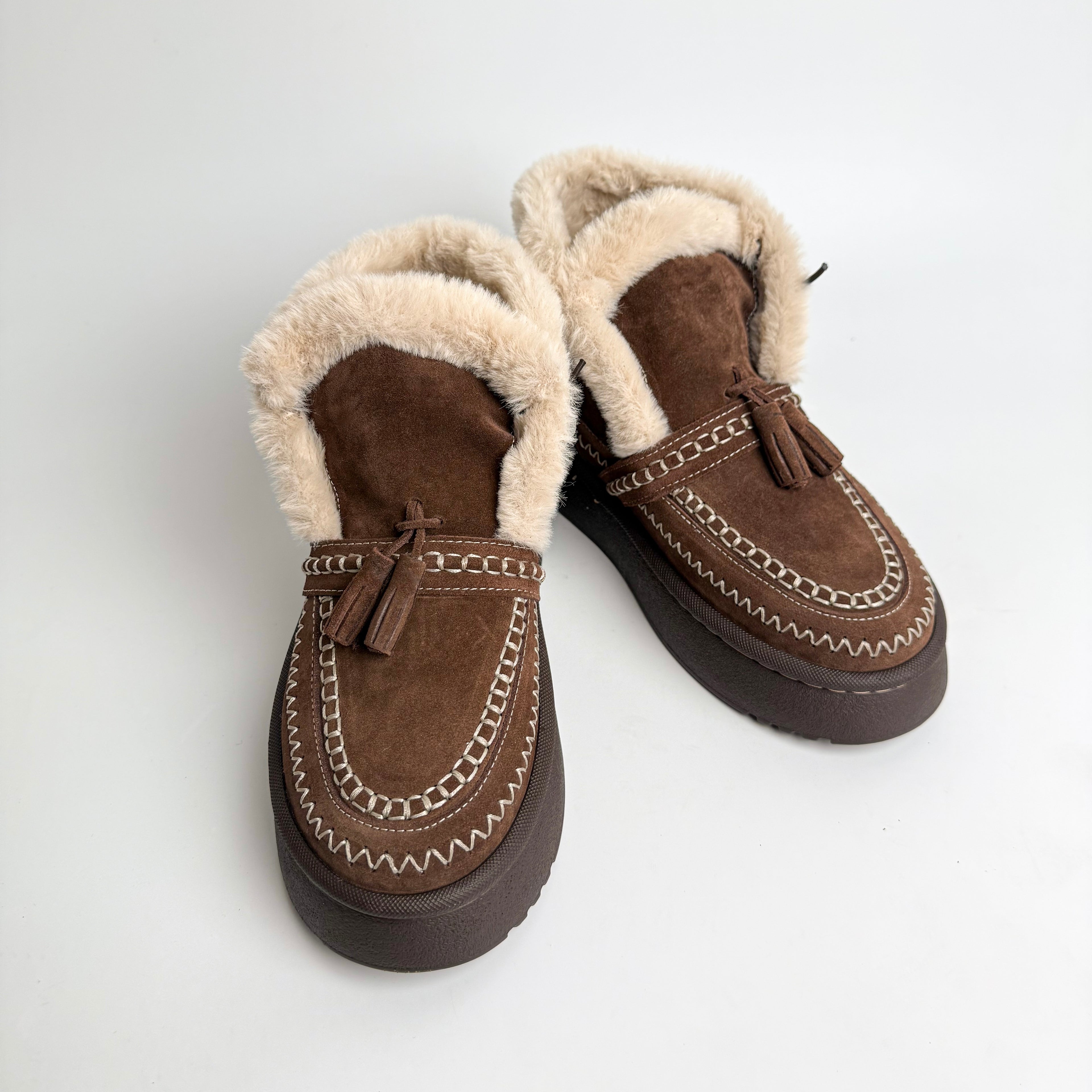 Acı Kahve Kürklü Deri Bot