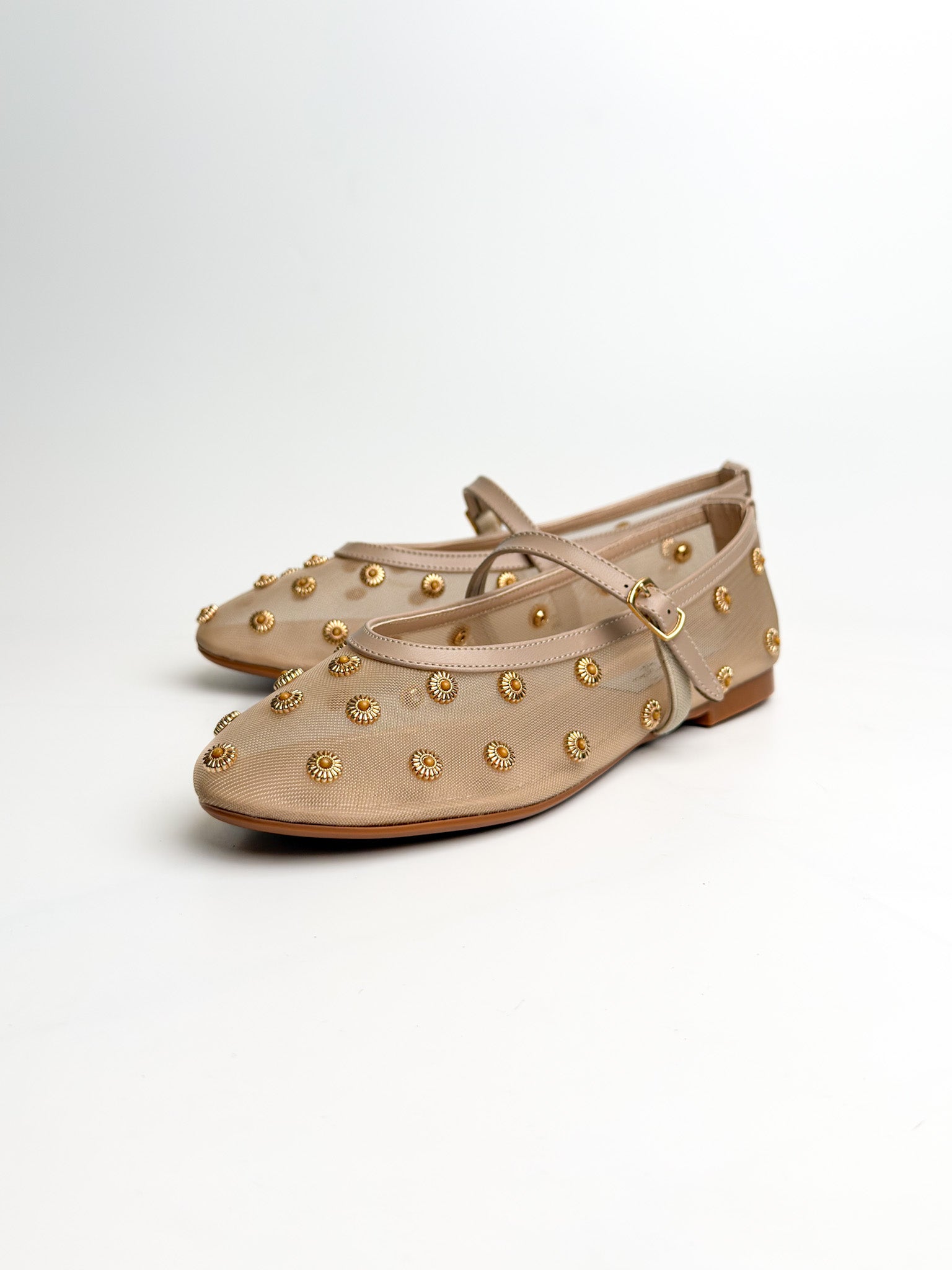 Nude File Gold Zımbalı Babet