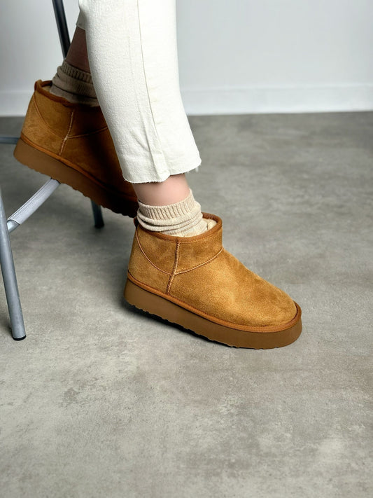 Taba Süet Kürklü Kısa Bot