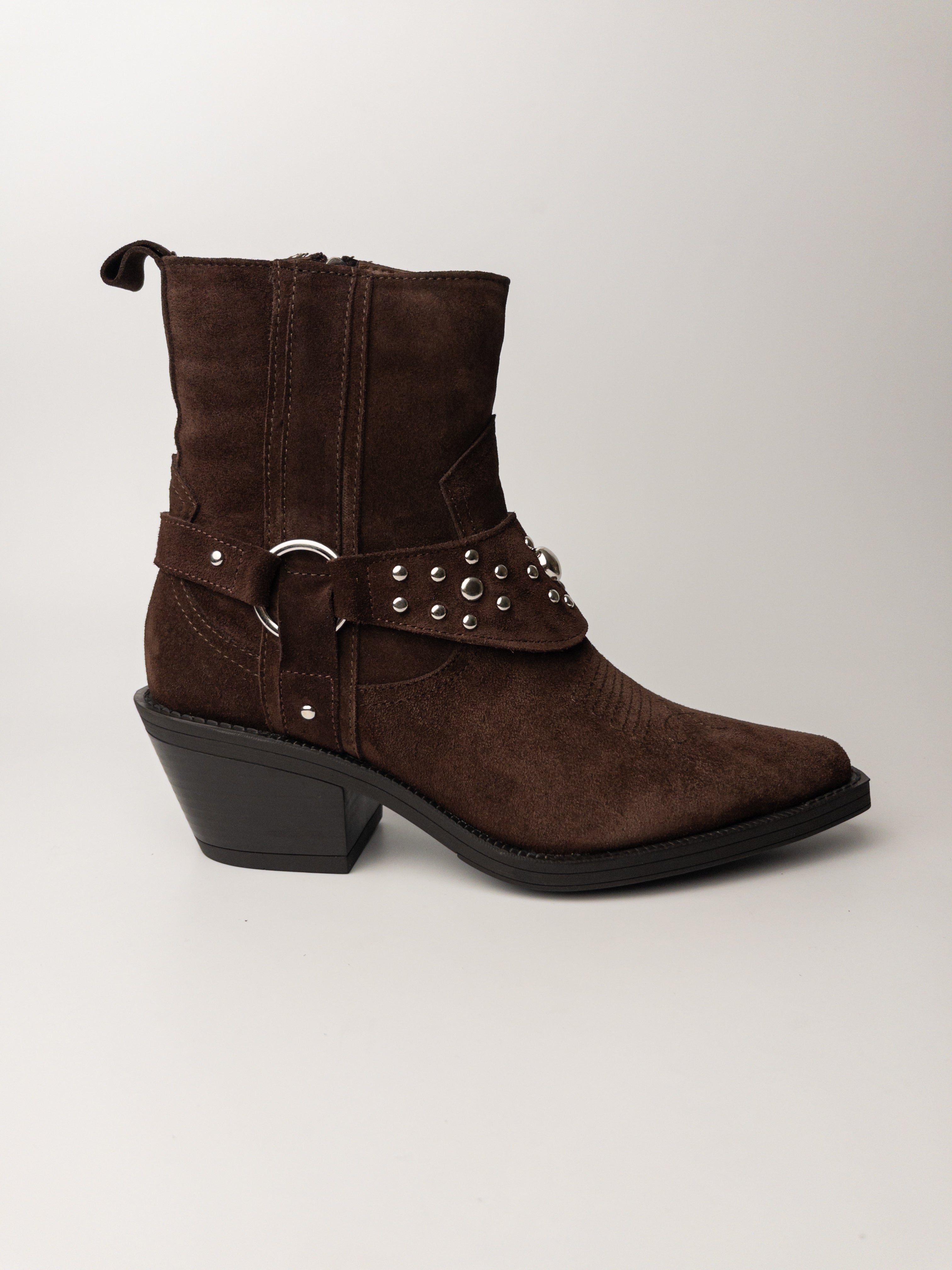 Acı Kahve Kürklü Hakiki Deri Western Bot – Stud Detaylı