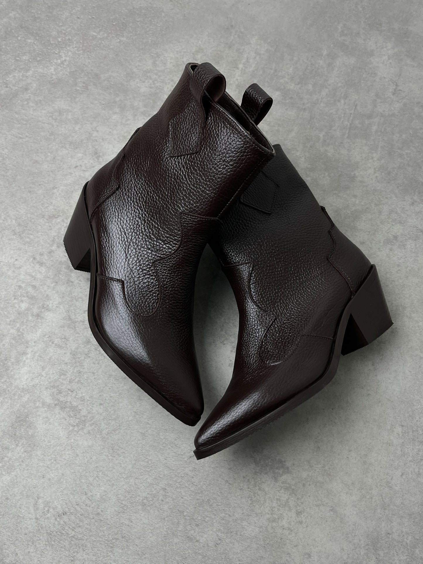 Hakiki Deri Acı Kahve Western Kısa Çizme