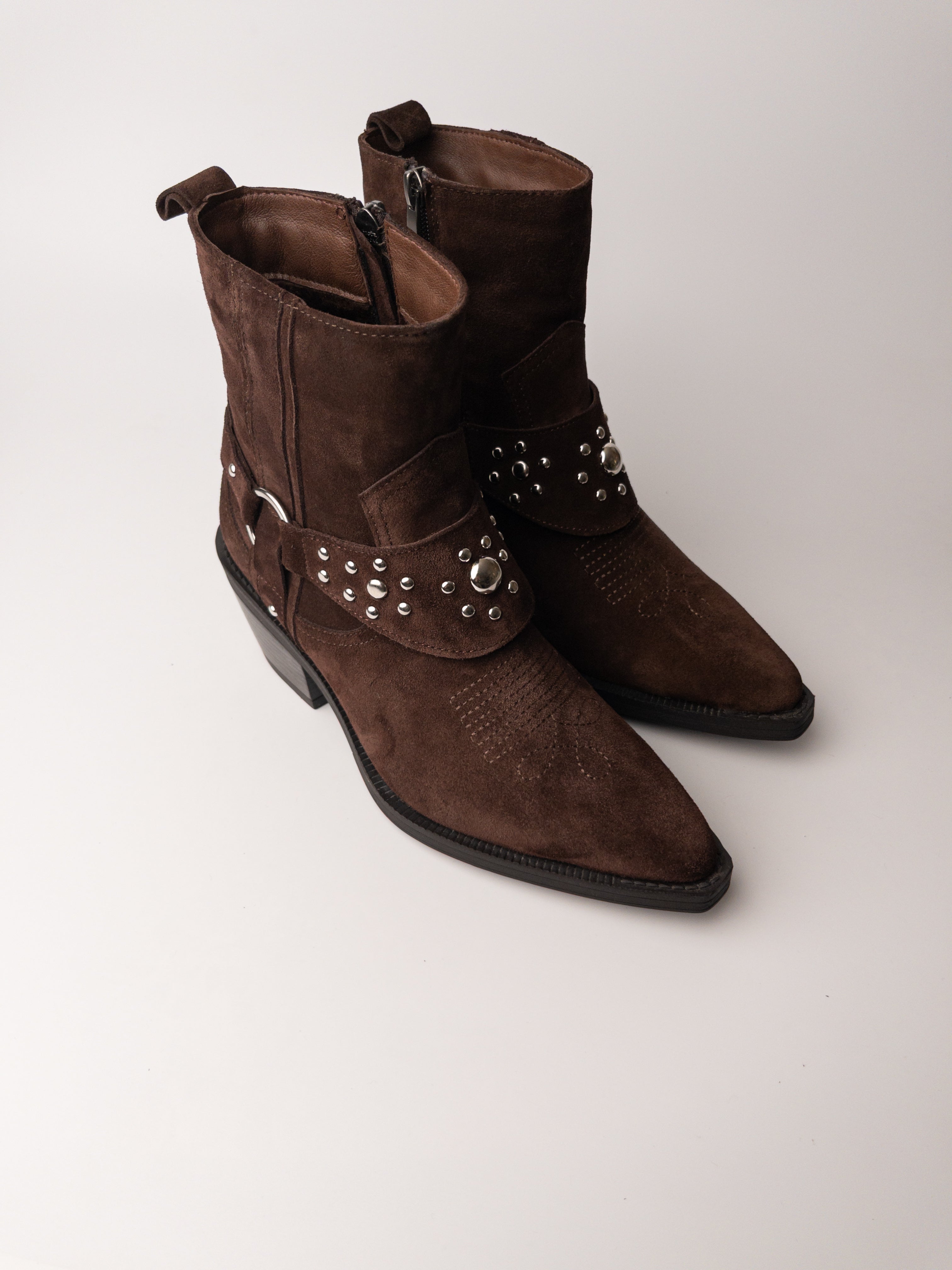 Acı Kahve Kürklü Hakiki Deri Western Bot – Stud Detaylı