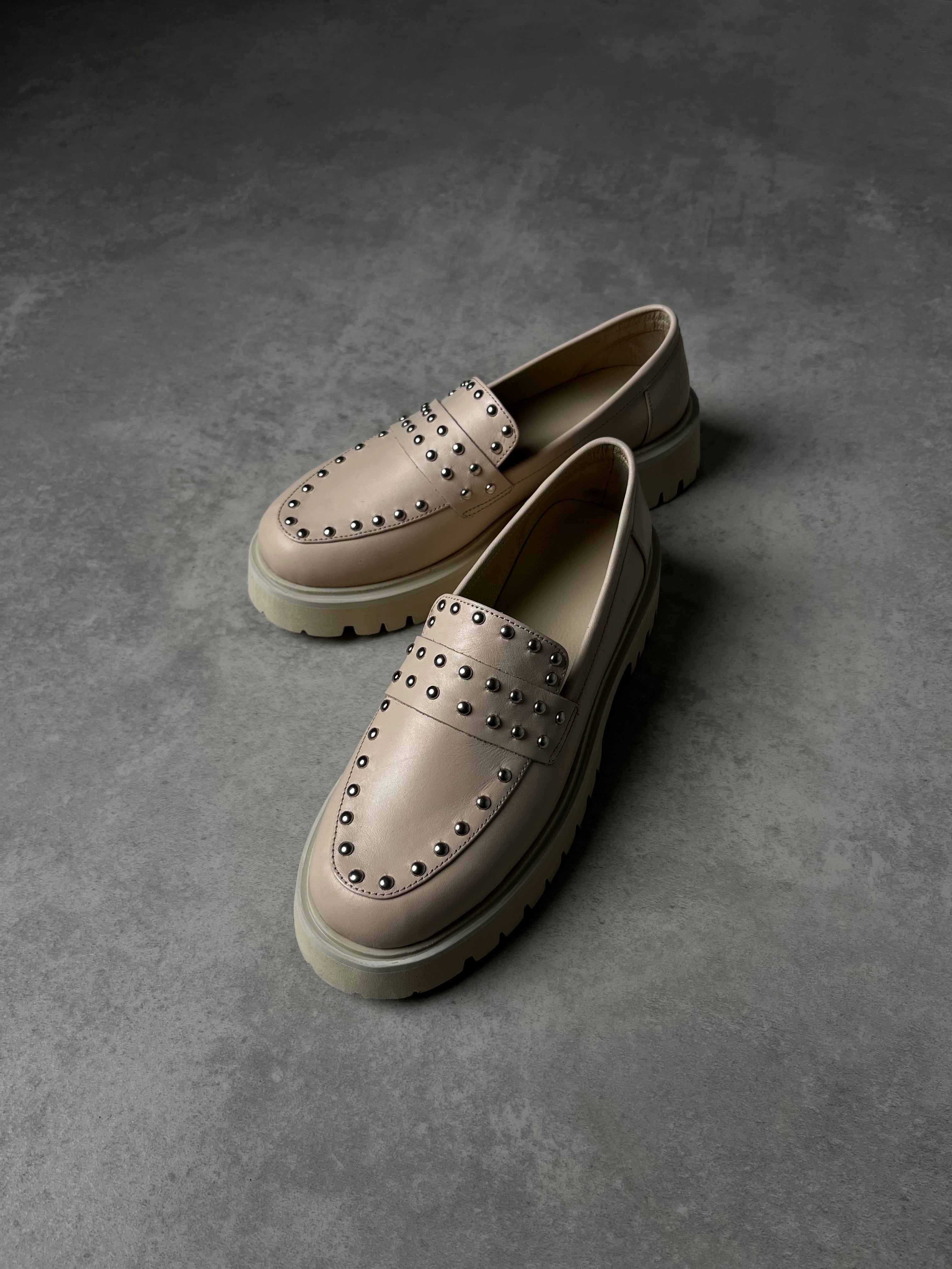 Krem Deri Loafer – Trok Detaylı