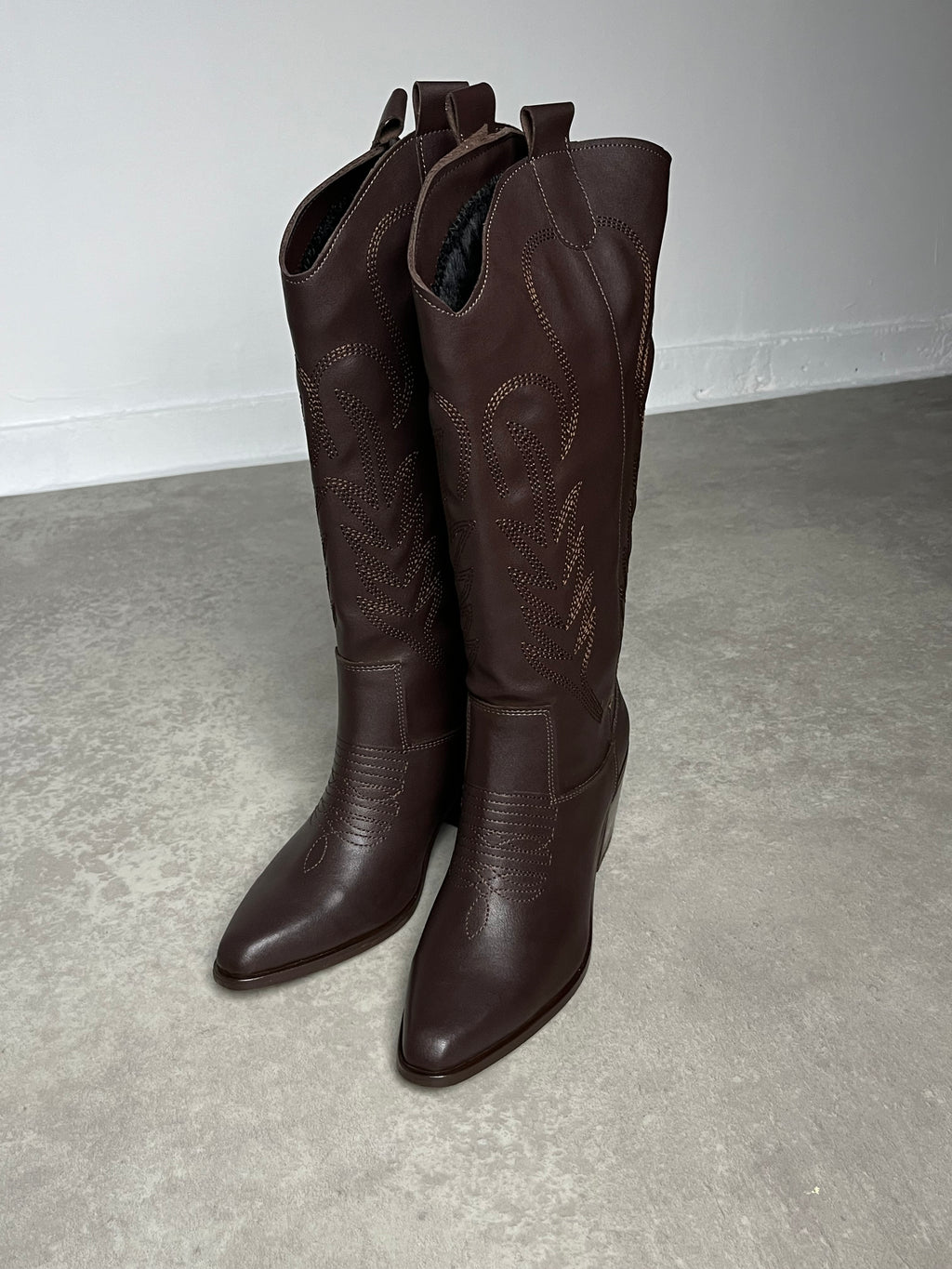 Kahverengi Western Topuklu Deri Çizme