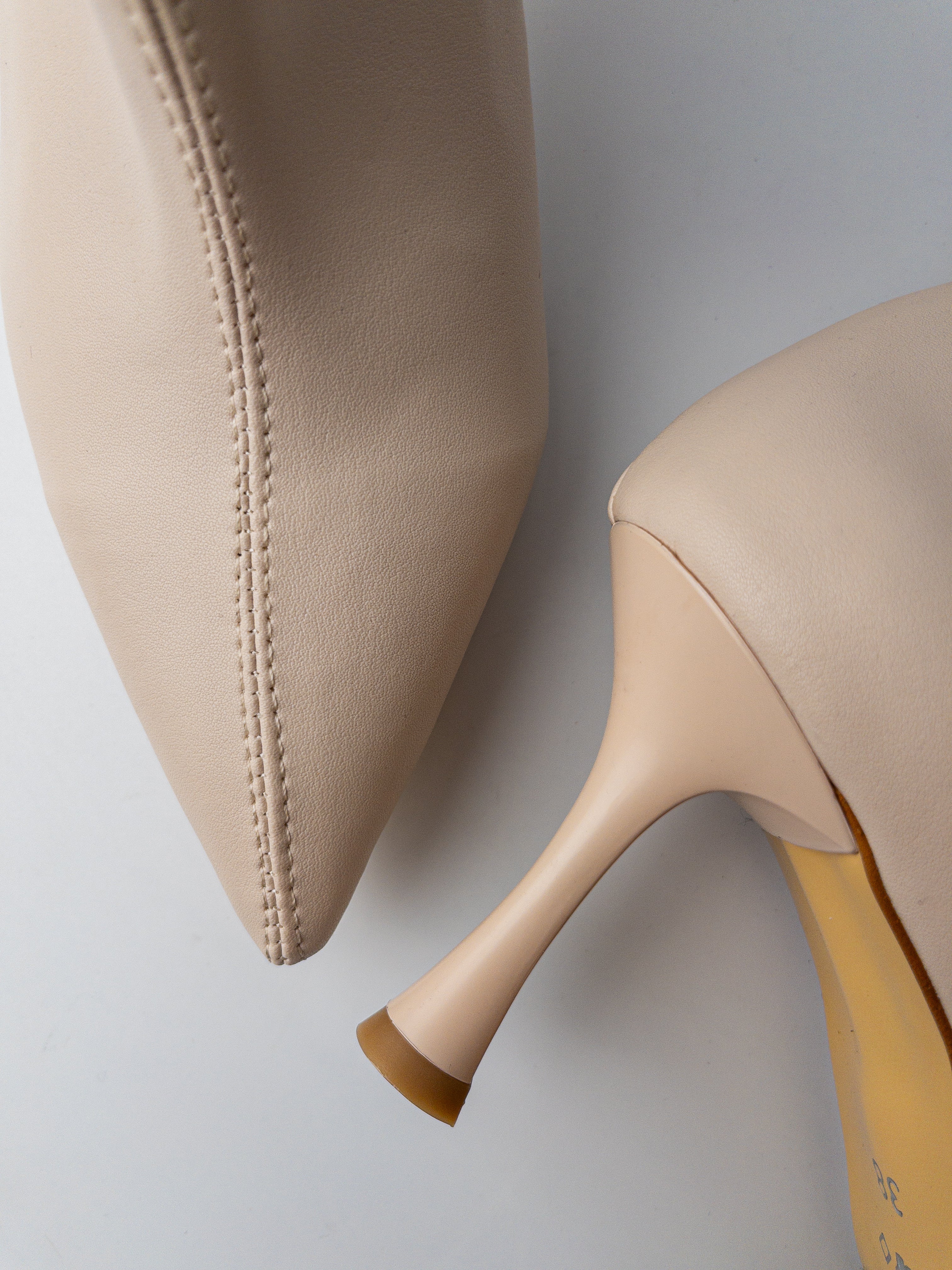 Bej İnce Topuk Streç Bot – 8 cm Topuk