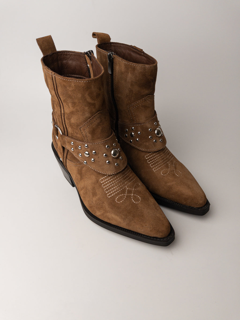 Camel Kürklü Hakiki Deri Western Bot – Stud Detaylı