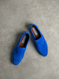 Saks Mavi Gerçek Süet Loafer (Düz Taban)