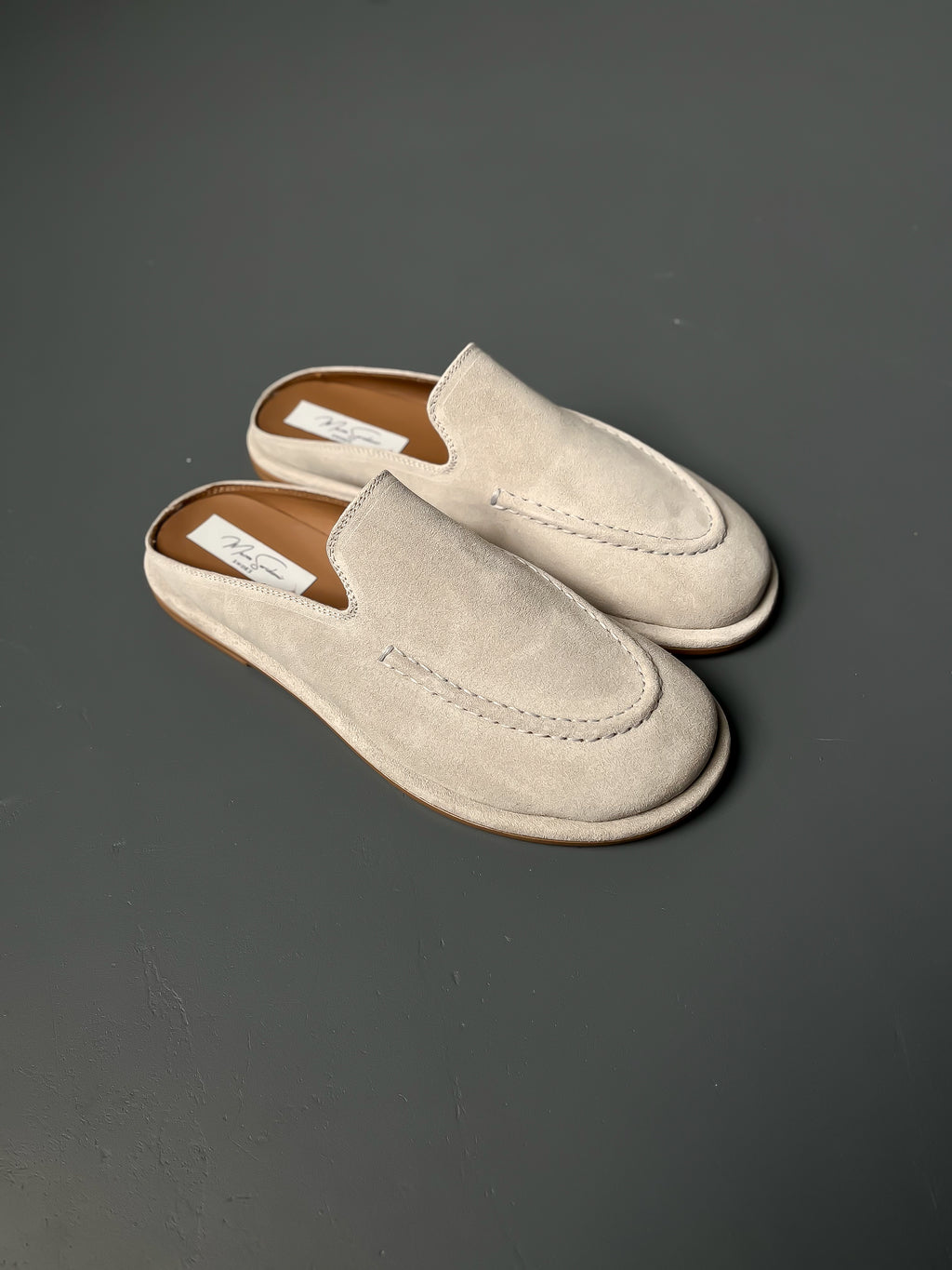 Hakiki Deri Kadın Terlik – Taş Rengi – Klasik Loafer Model
