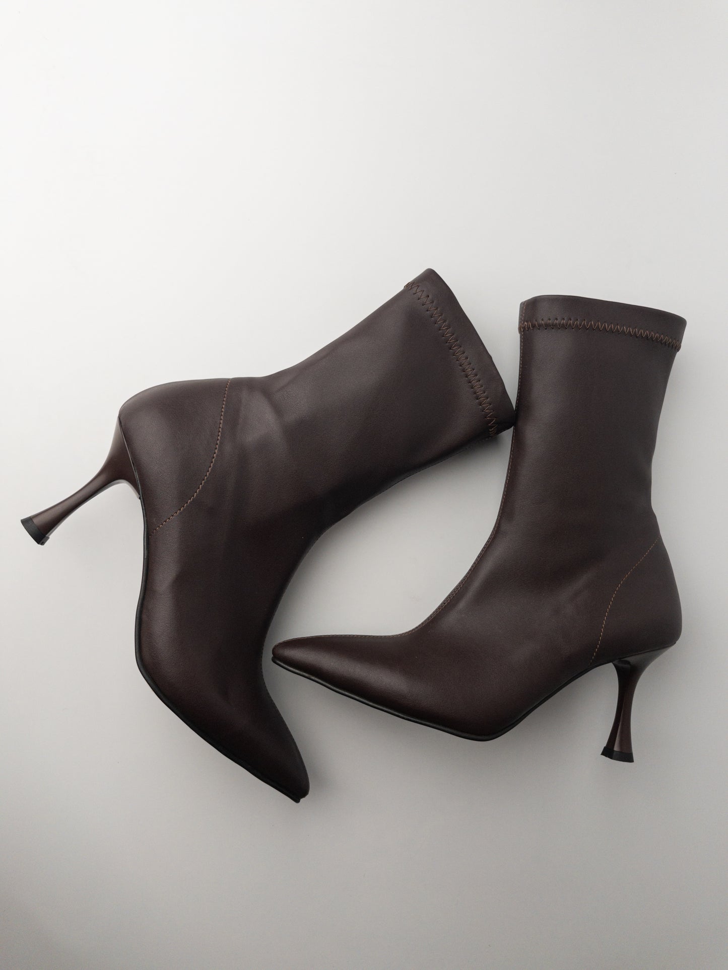 Acı Kahve İnce Topuk Streç Bot – 8 cm Topuk