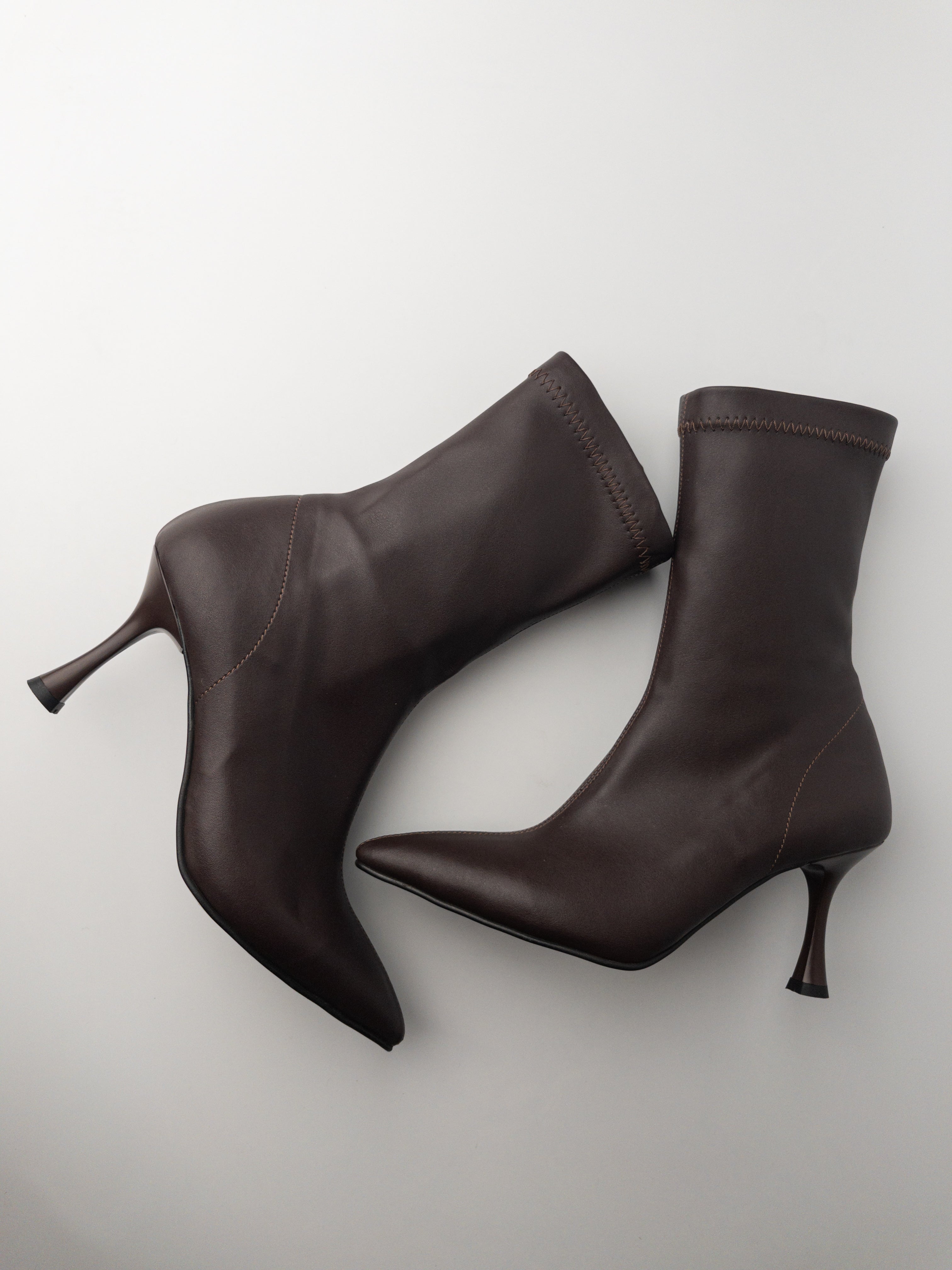 Acı Kahve İnce Topuk Streç Bot – 8 cm Topuk