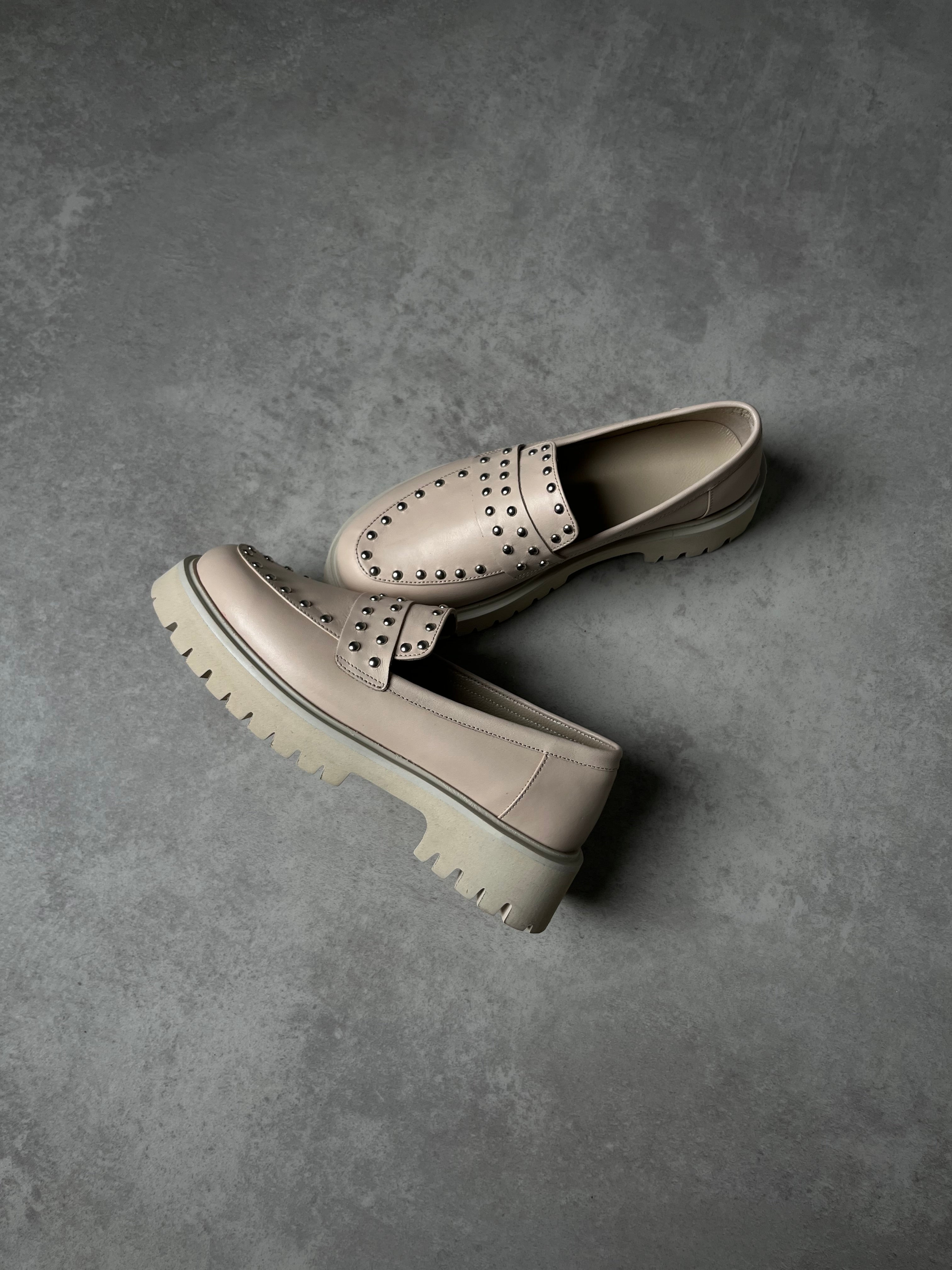 Krem Deri Loafer – Trok Detaylı