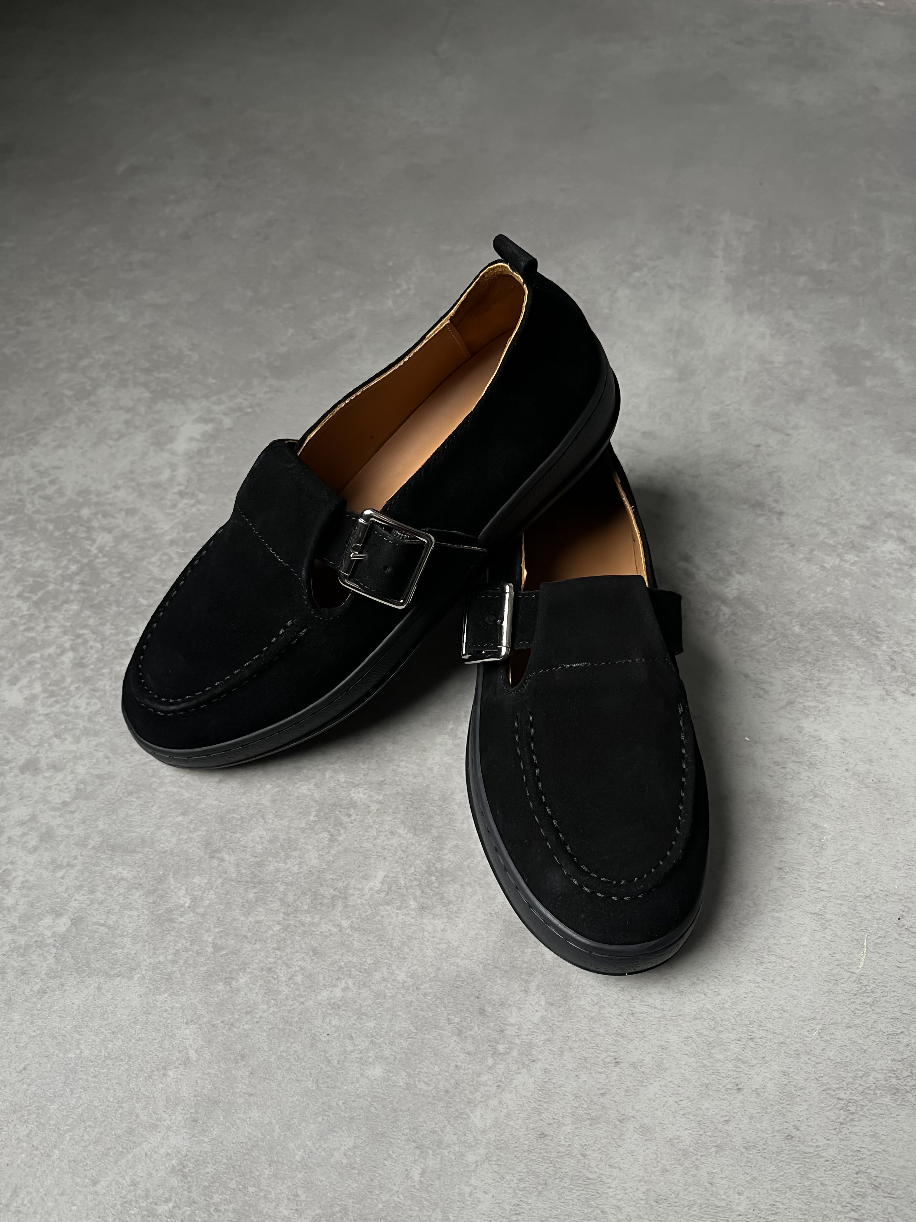 Siyah Tokalı Hakiki Deri Loafer