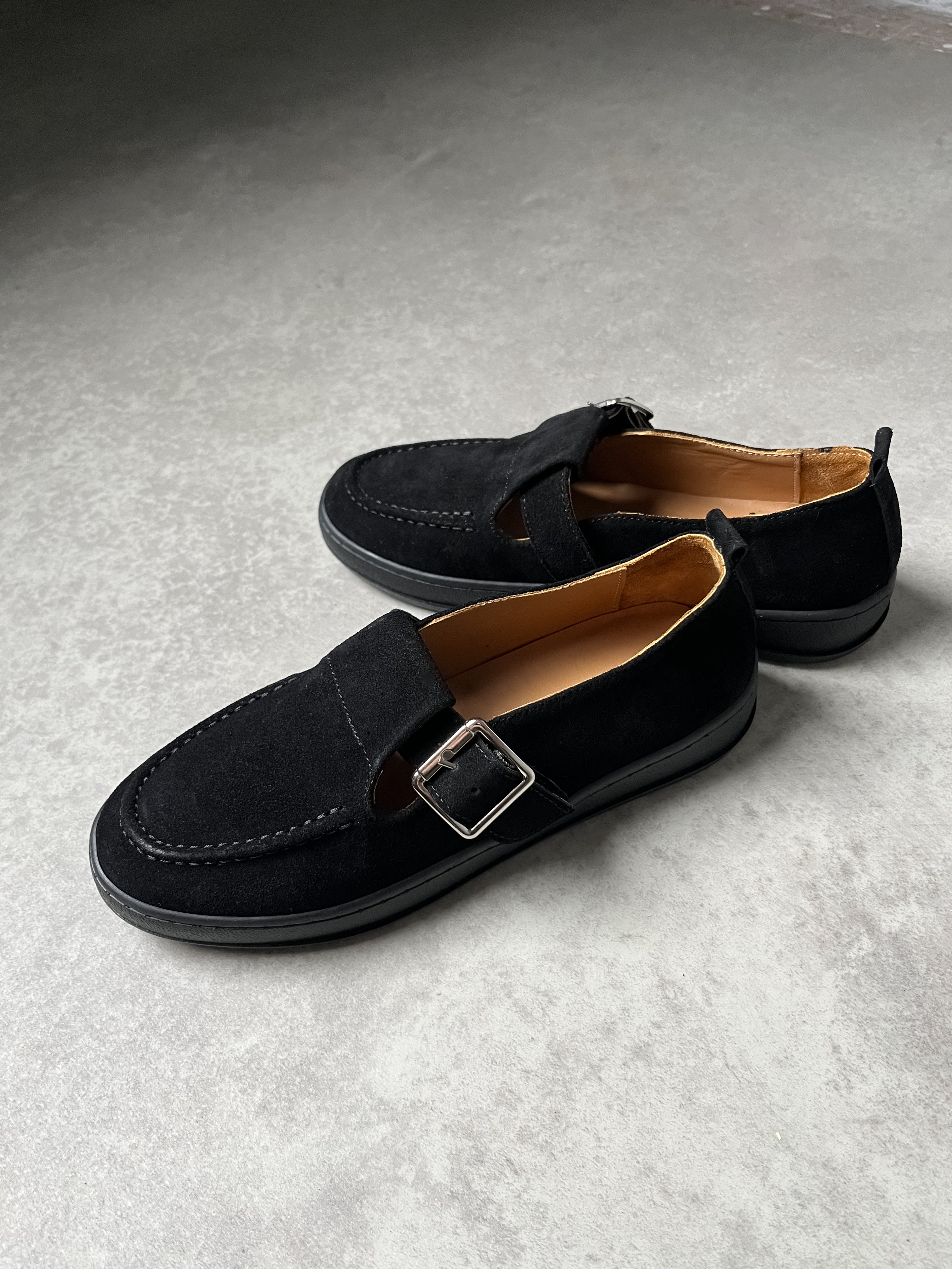 Siyah Tokalı Hakiki Deri Loafer