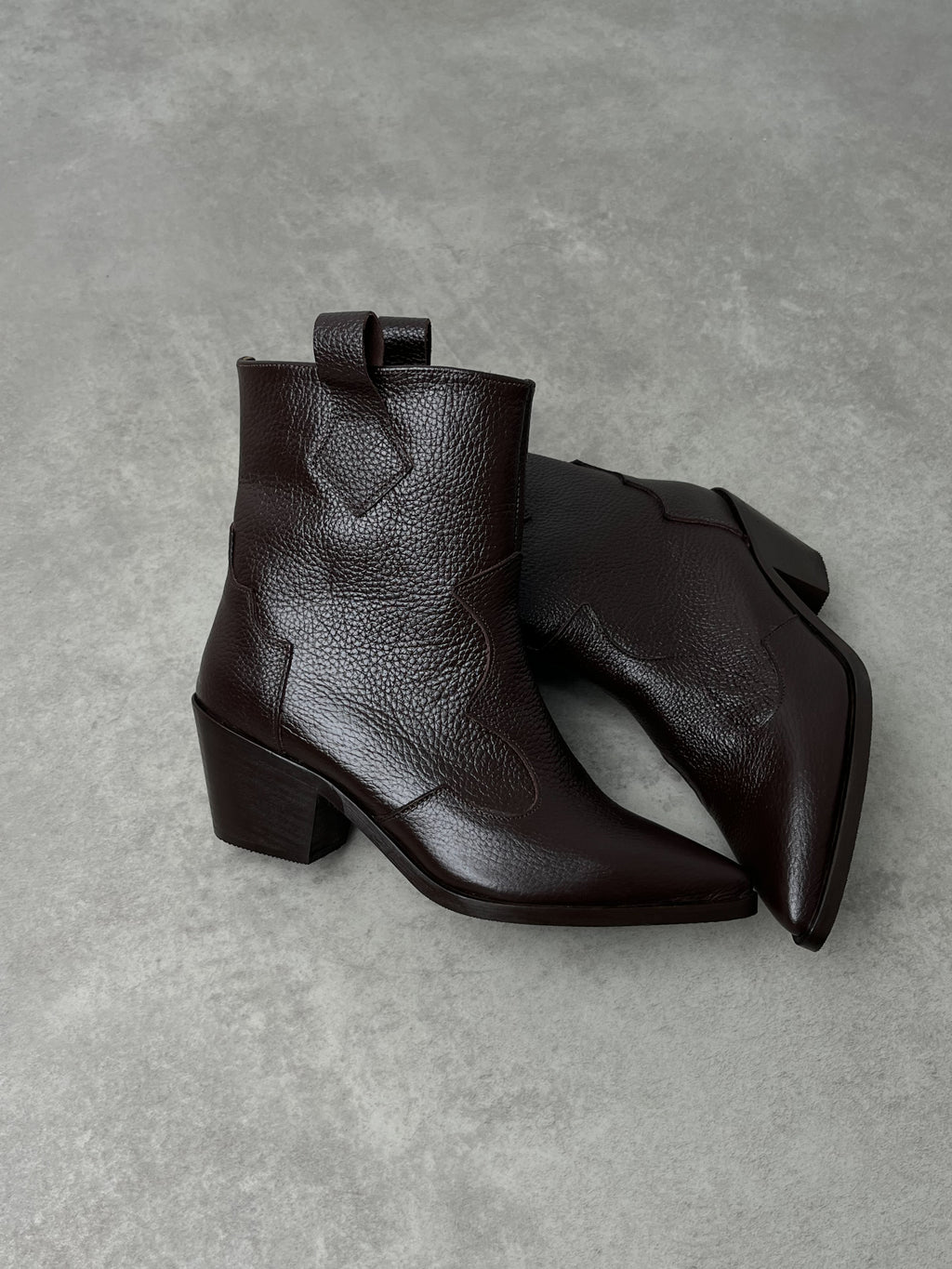 Hakiki Deri Acı Kahve Western Kısa Çizme