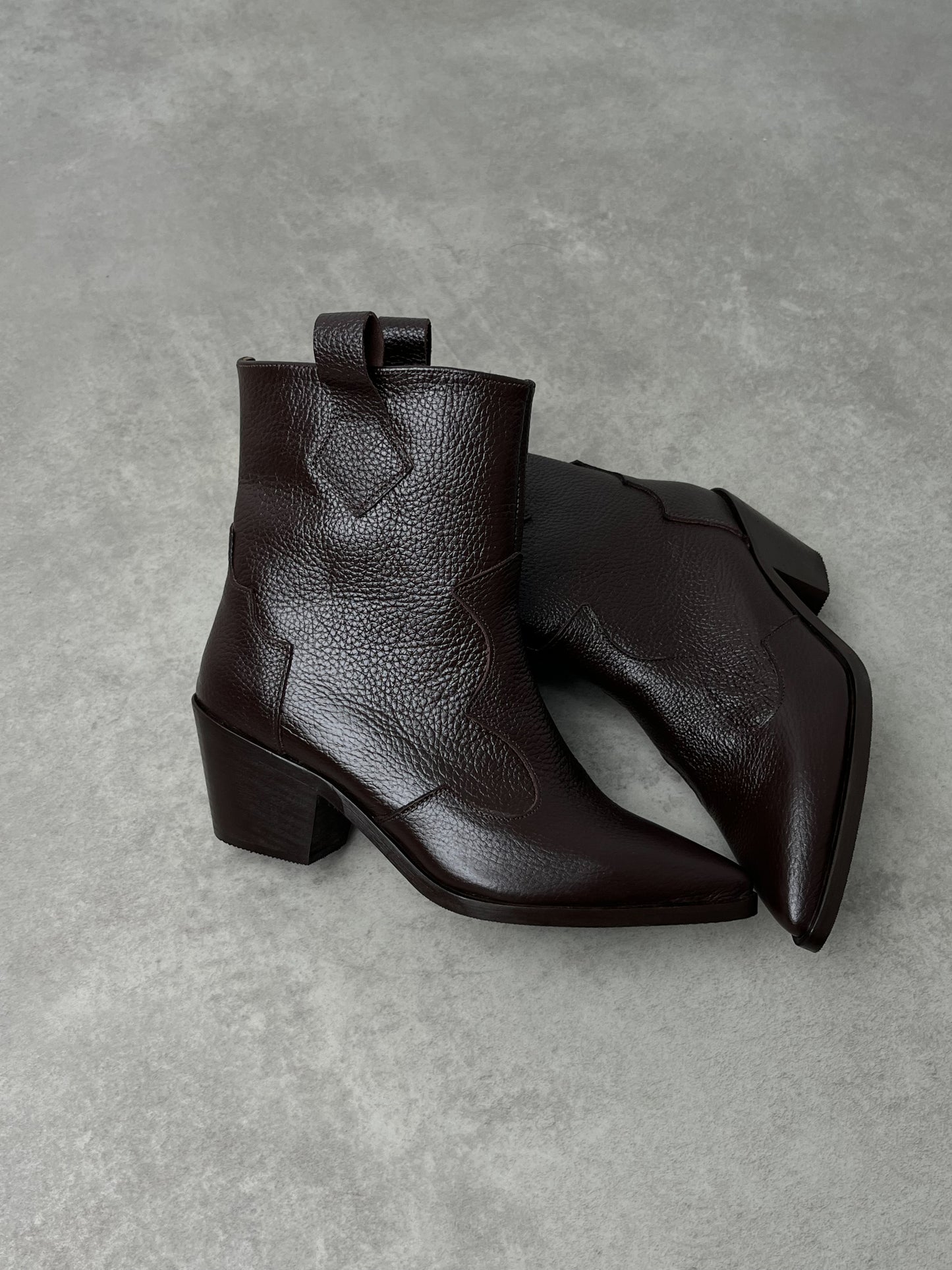 Hakiki Deri Acı Kahve Western Kısa Çizme