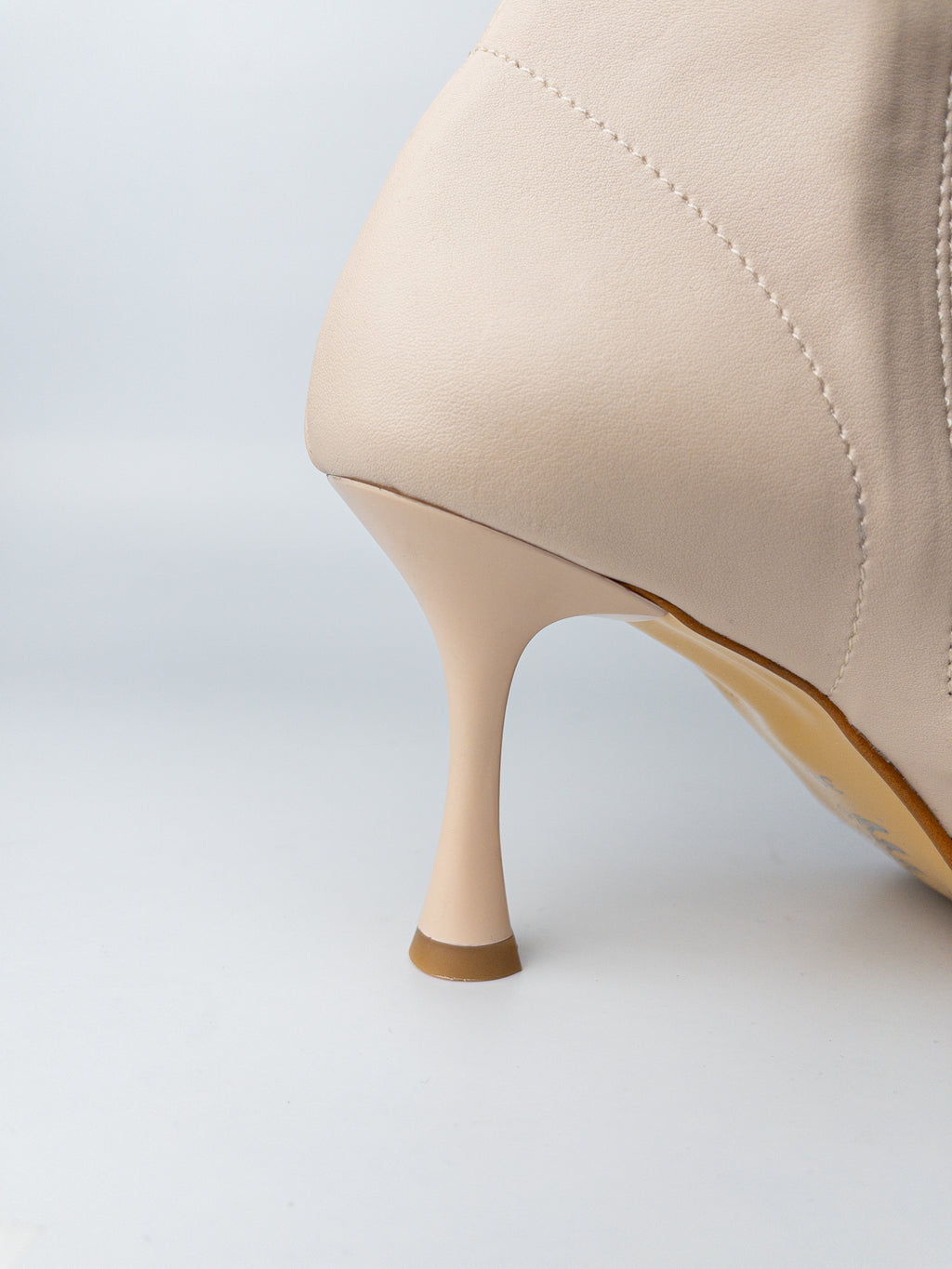 Bej İnce Topuk Streç Bot – 8 cm Topuk