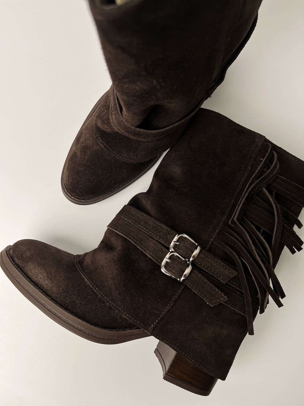 Acı Kahve Süet Tokalı Hakiki Deri Mini Bot – 7 cm Topuk