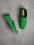 Yeşil Gerçek Süet Loafer (Düz Taban)
