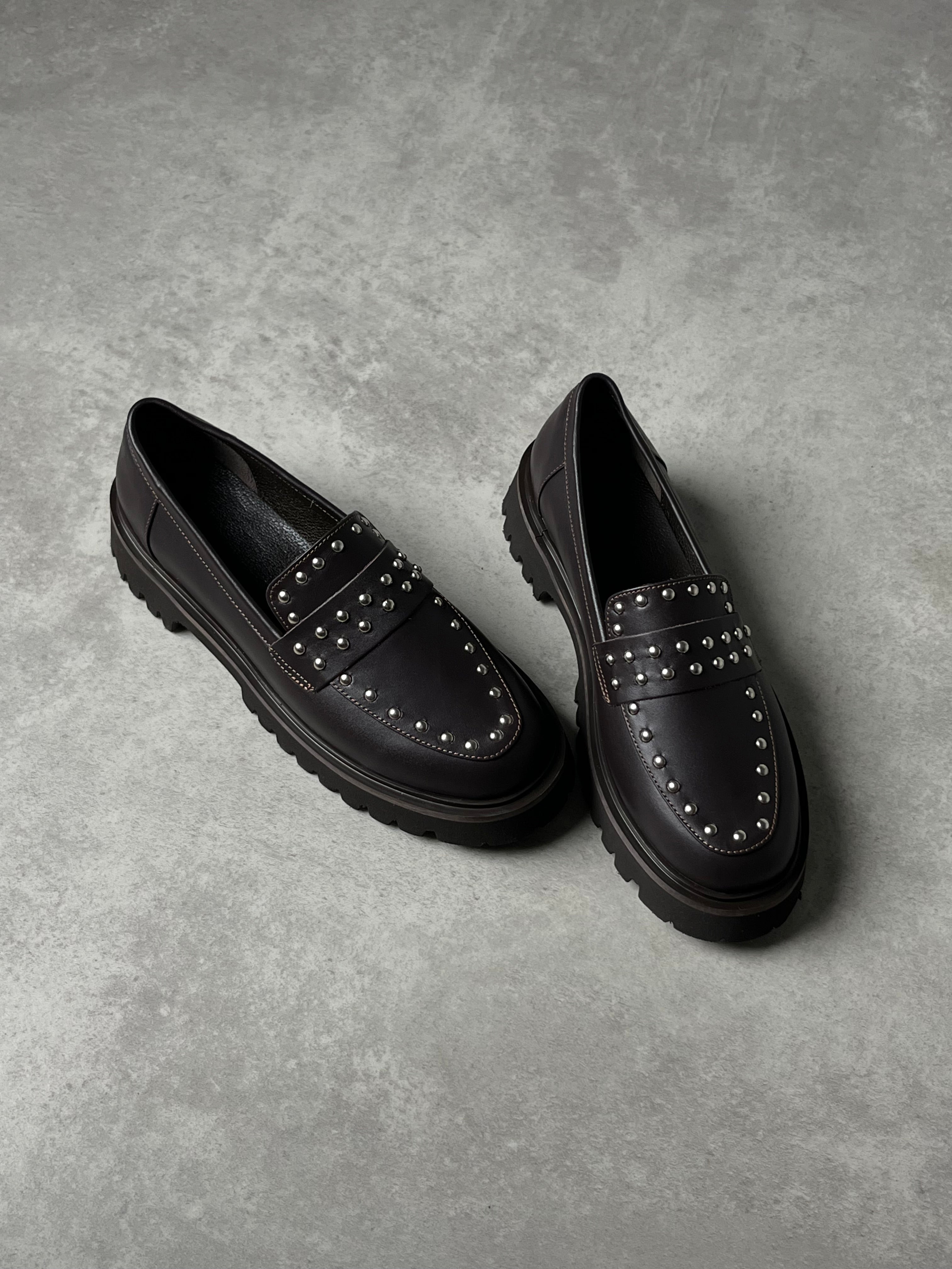 Acı Kahve Deri Loafer – Trok Detaylı