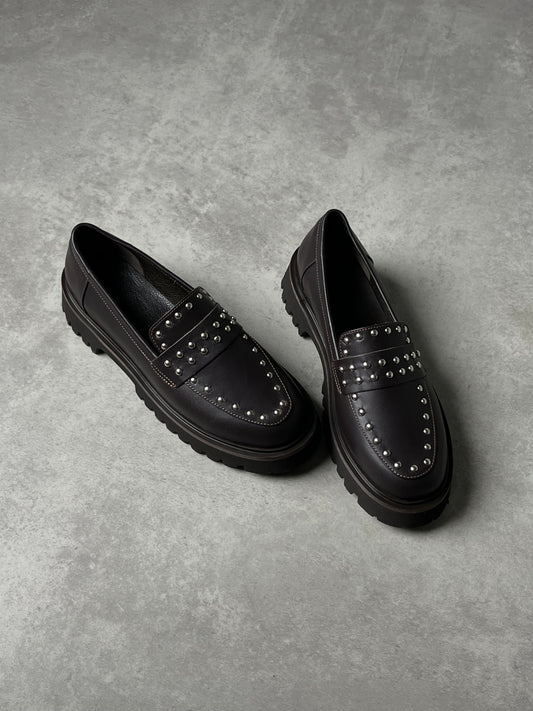 Acı Kahve Deri Loafer – Trok Detaylı