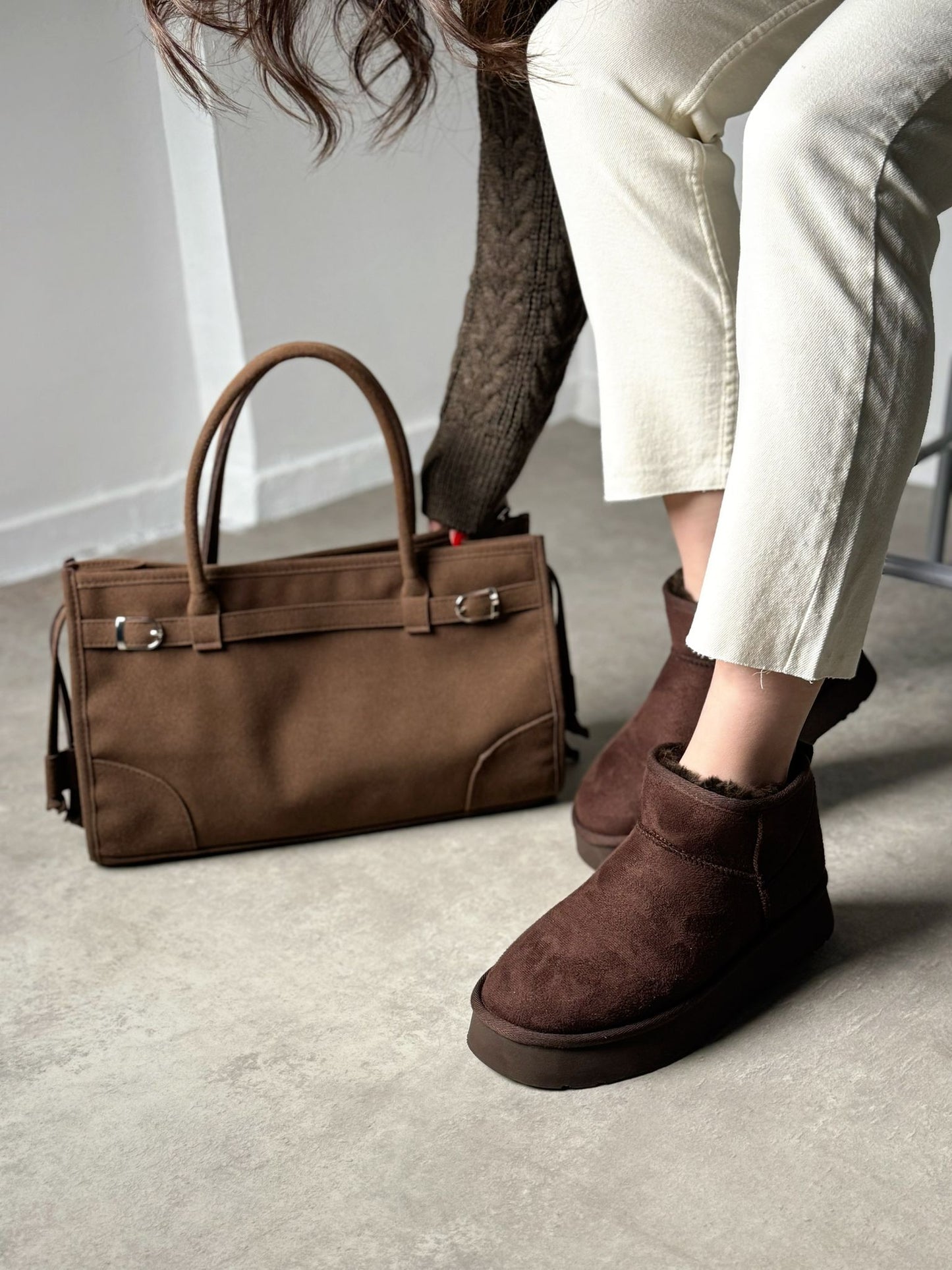 Acı Kahve Süet Peluş Bot