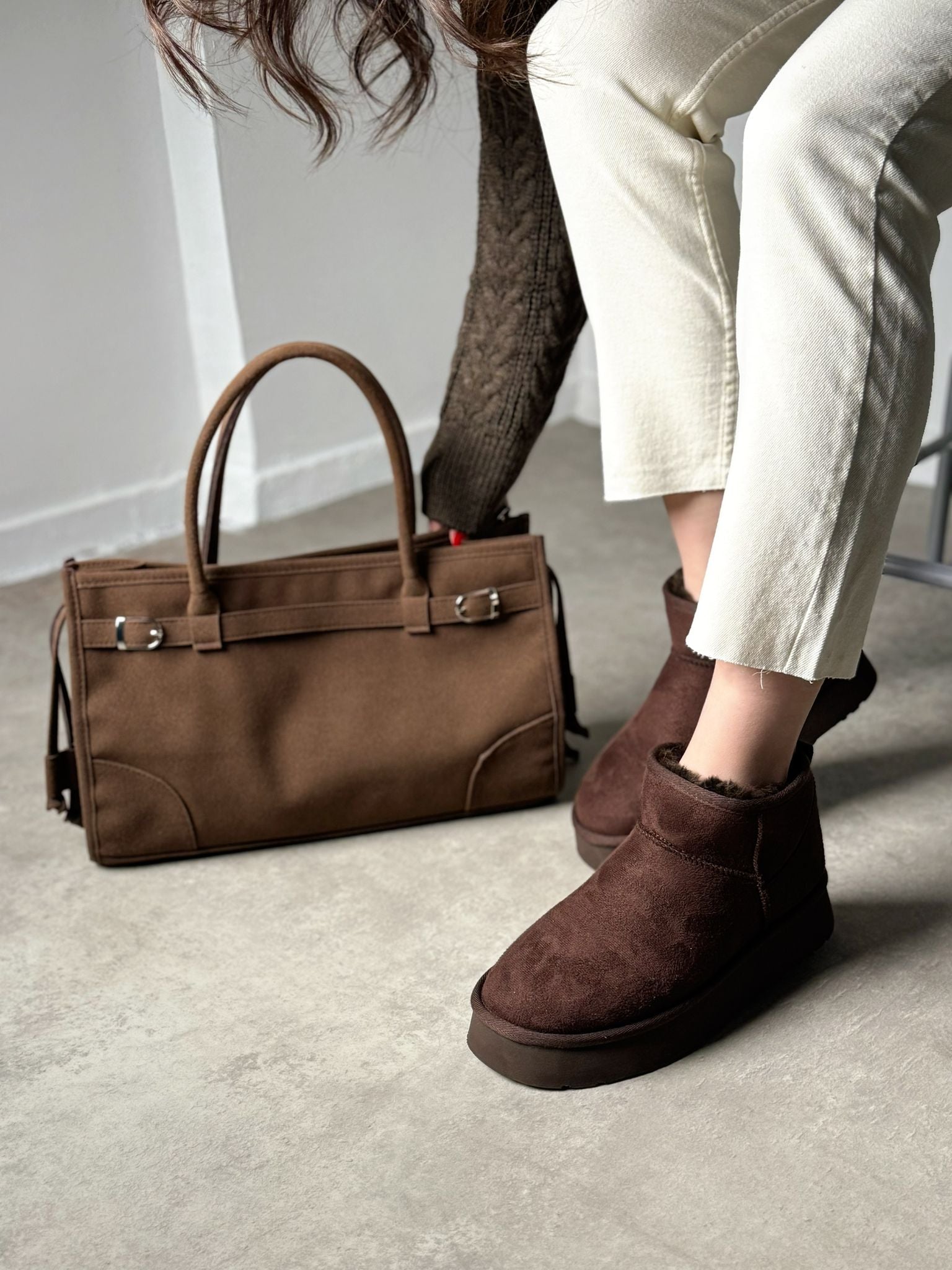 Acı Kahve Süet Peluş Bot