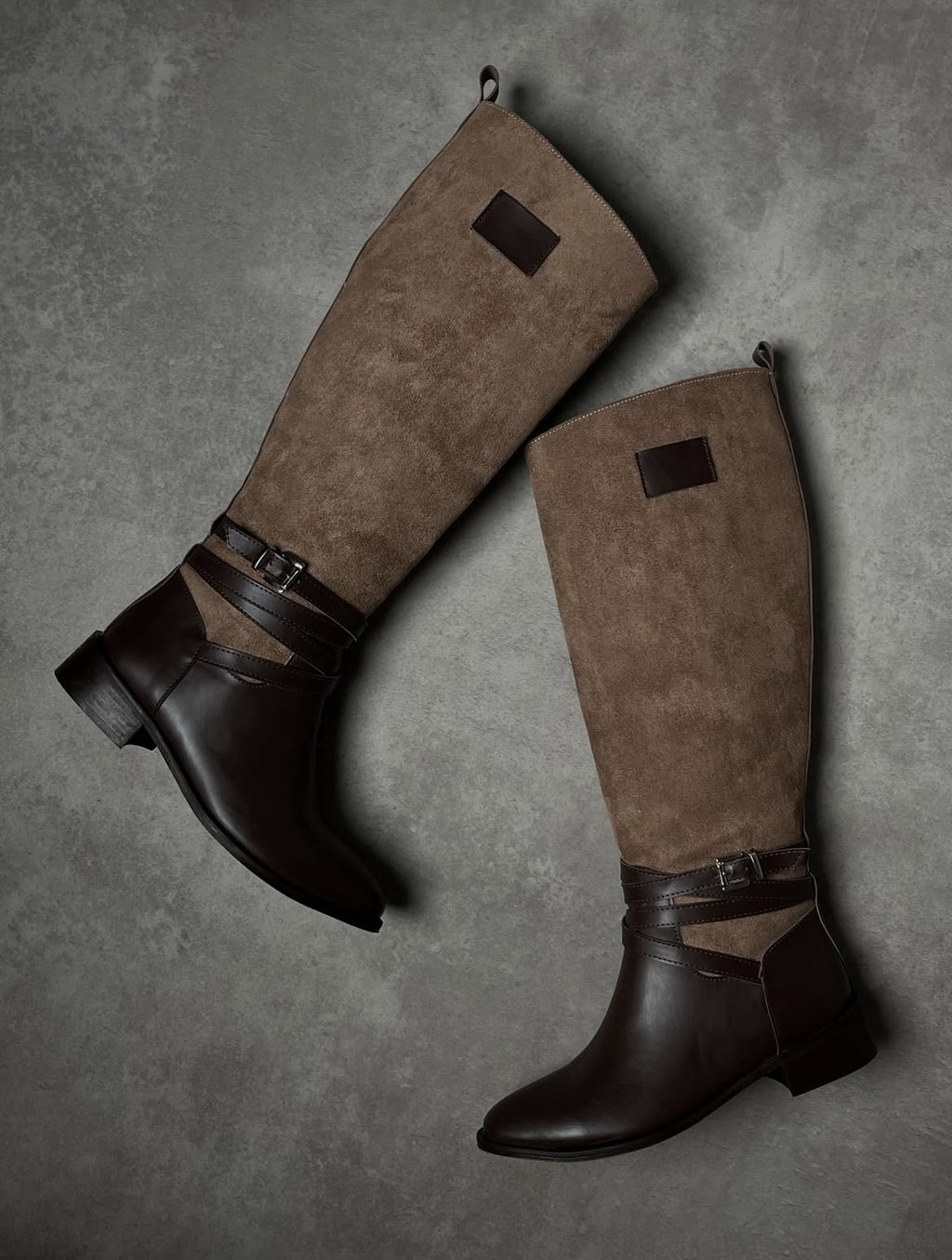 Kahverengi Binici Çizme – Süet & Deri Dokulu Kombin Model