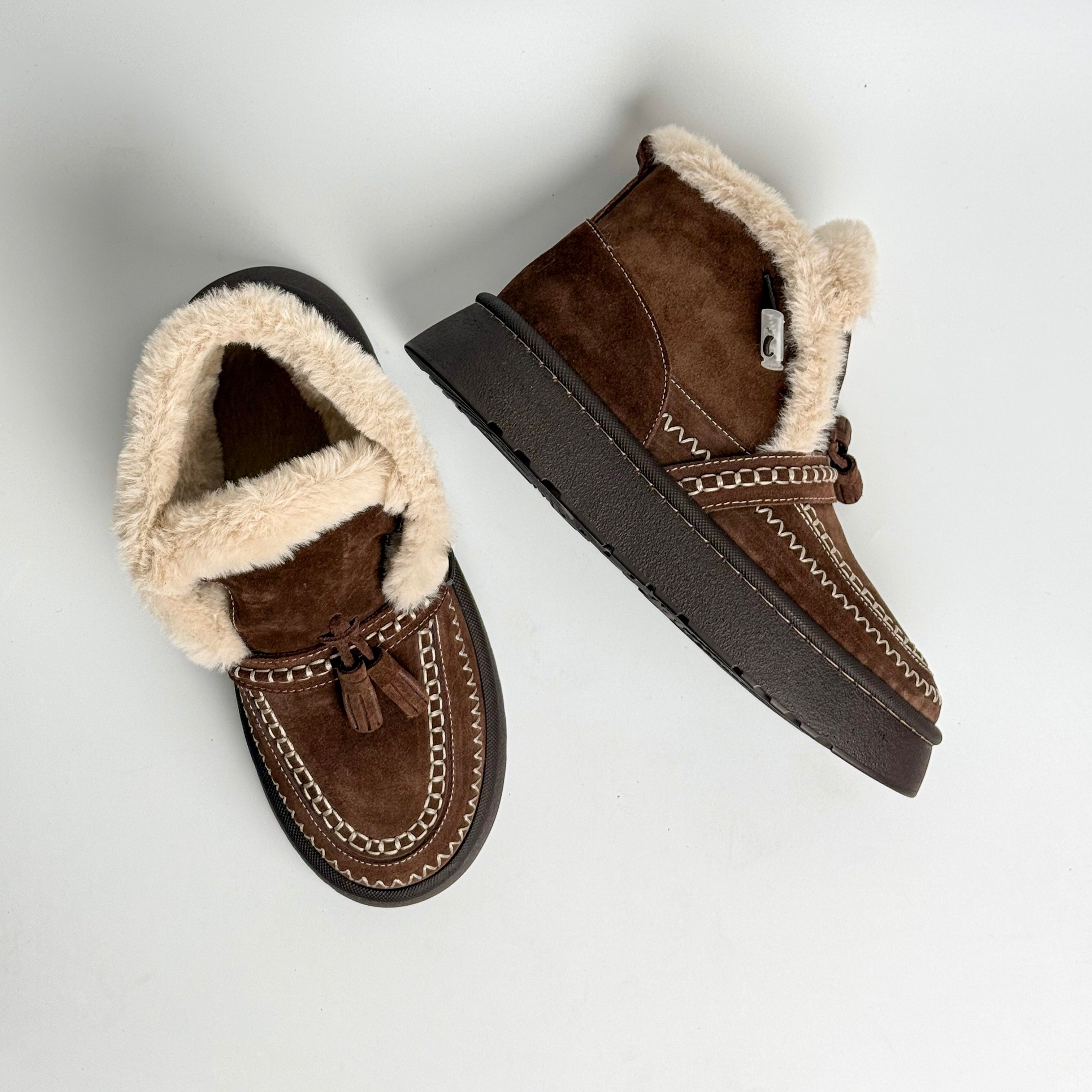 Acı Kahve Kürklü Deri Bot