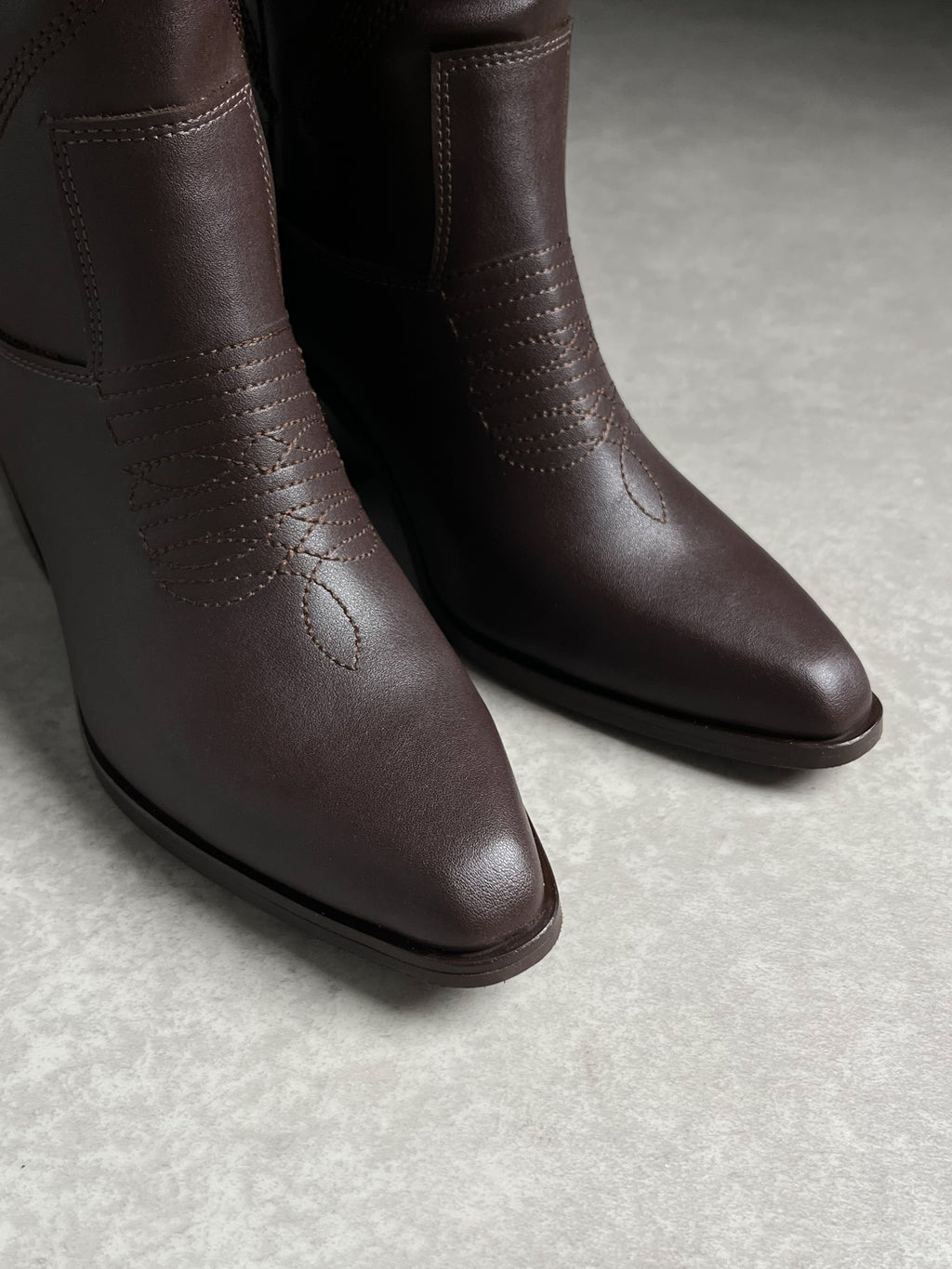 Kahverengi Western Topuklu Deri Çizme